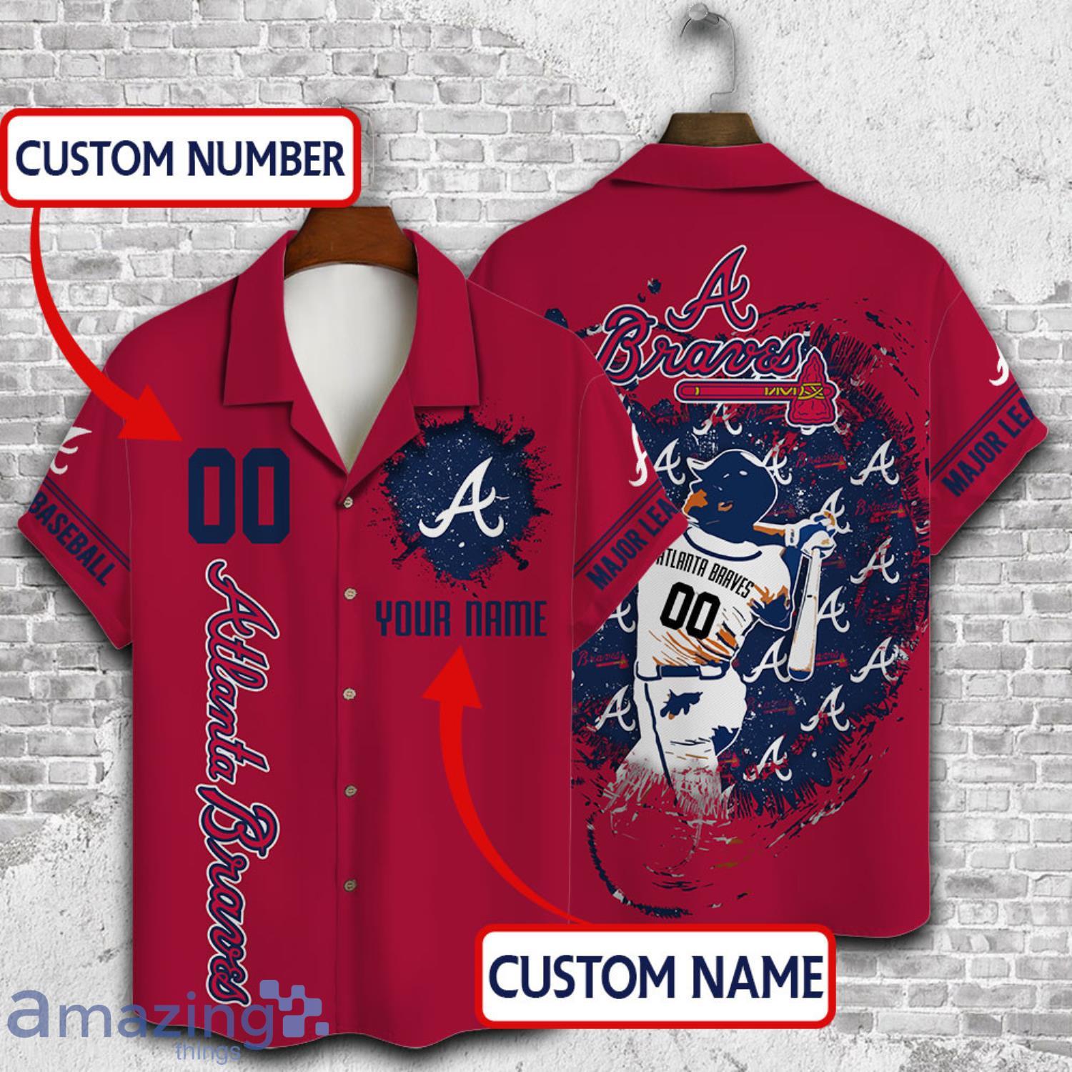 Custom Name And Number Atlanta Braves Baseball Cool Short Sleeve 3D  Hawaiian Shirt Summer Gift