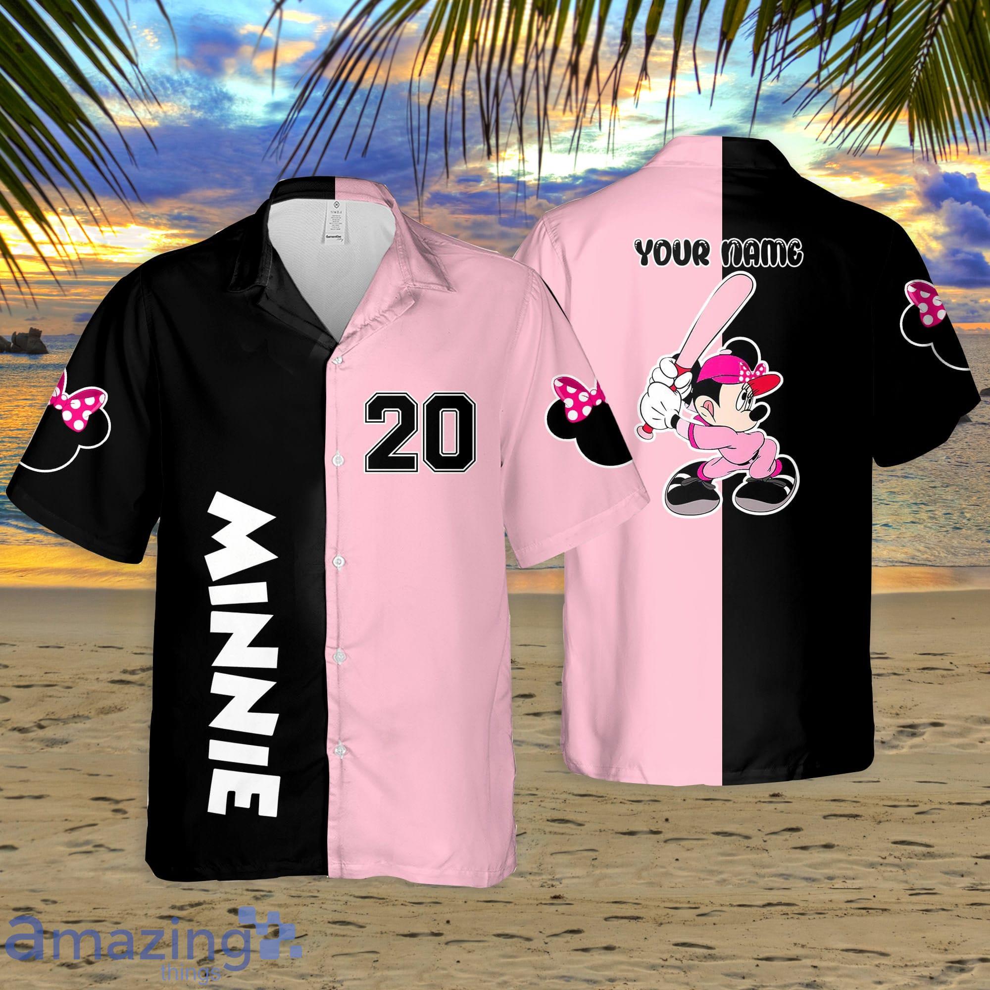 Minnie Baseball Black Pink Horizontal Text Custom Name Baseball Jersey Shirt  Cute Gift For Fans Disney - Banantees