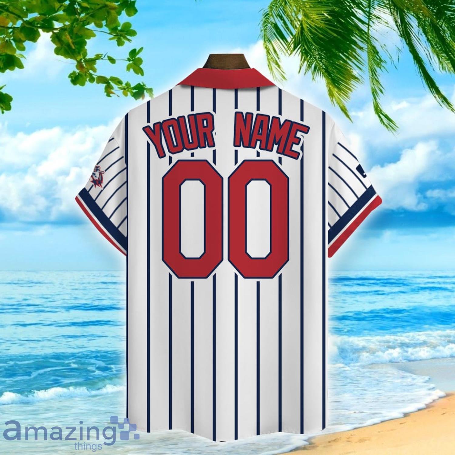 Custom Name And Number Striped Style Boston Red Sox Baseball Hawaiian Shirt image Custom Name And Number Striped Style Boston Red Sox Baseball Hawaiian Shirt Product Photo 3