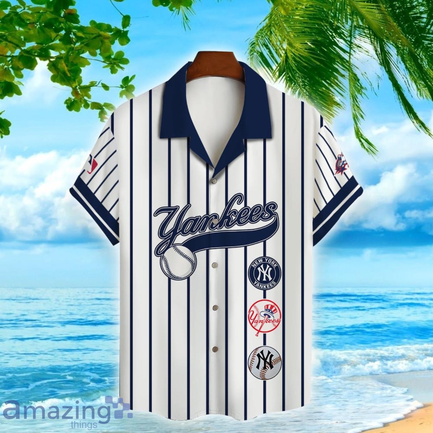 York Yankees Button Down Shirt Hawaiian Style Sport Beach