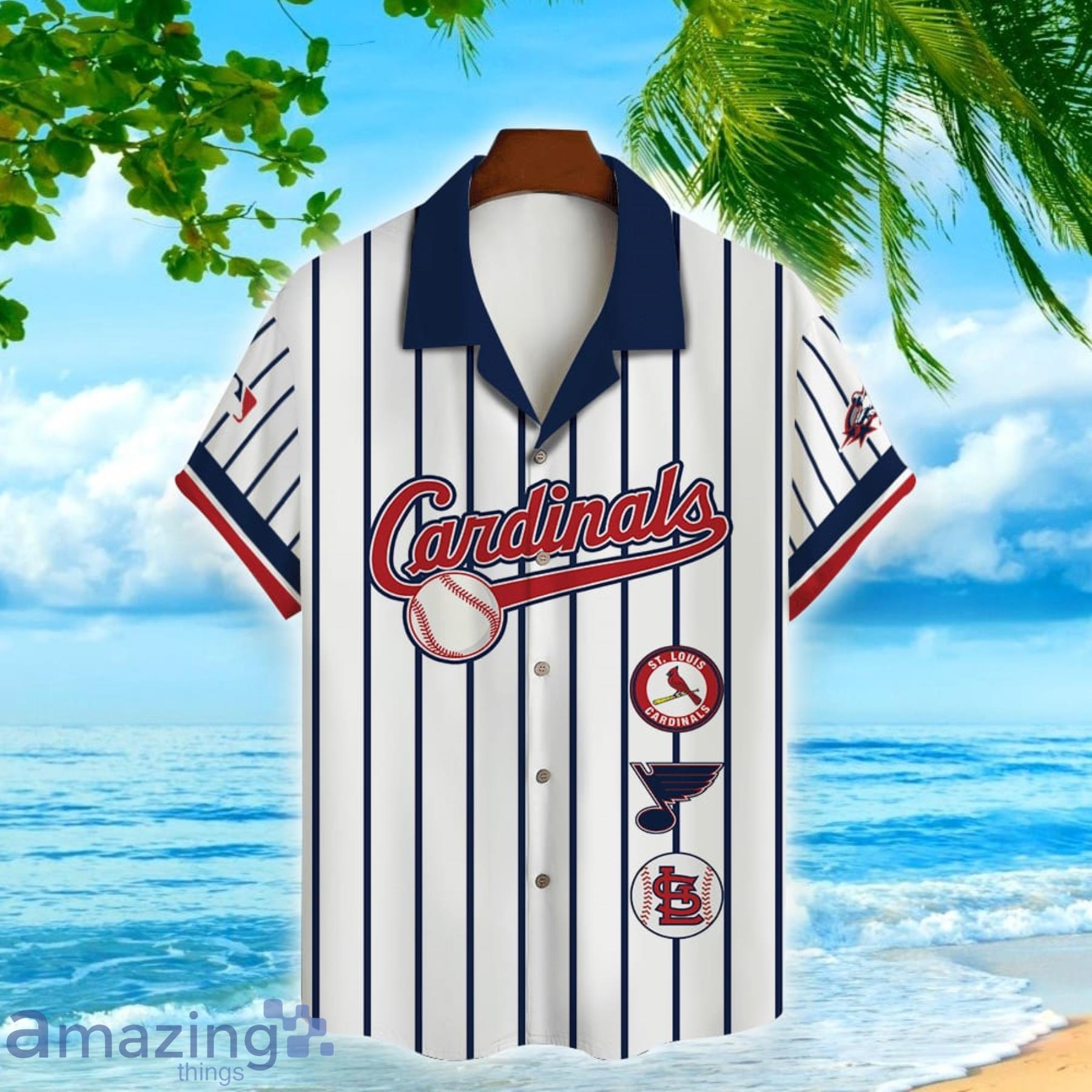 Custom Name And Number Striped Style St. Louis Cardinals Baseball Hawaiian  Shirt