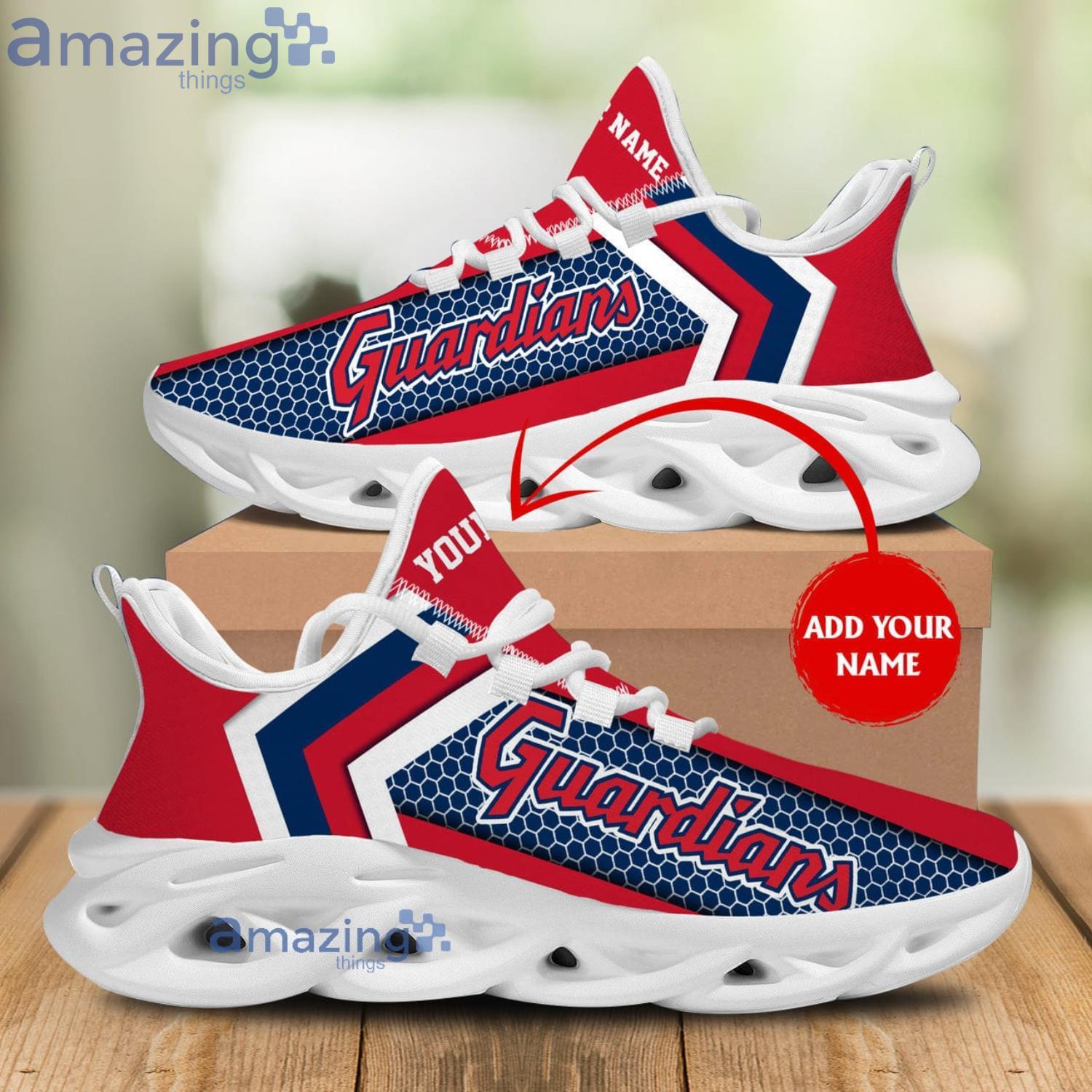Custom Name Cleverland Guardians Baseball Max Soul Sneakers Running Sneakers Shoes Product Photo 1 Custom Name Cleverland Guardians Baseball Max Soul Sneakers Running Sneakers Shoes Product Photo 1