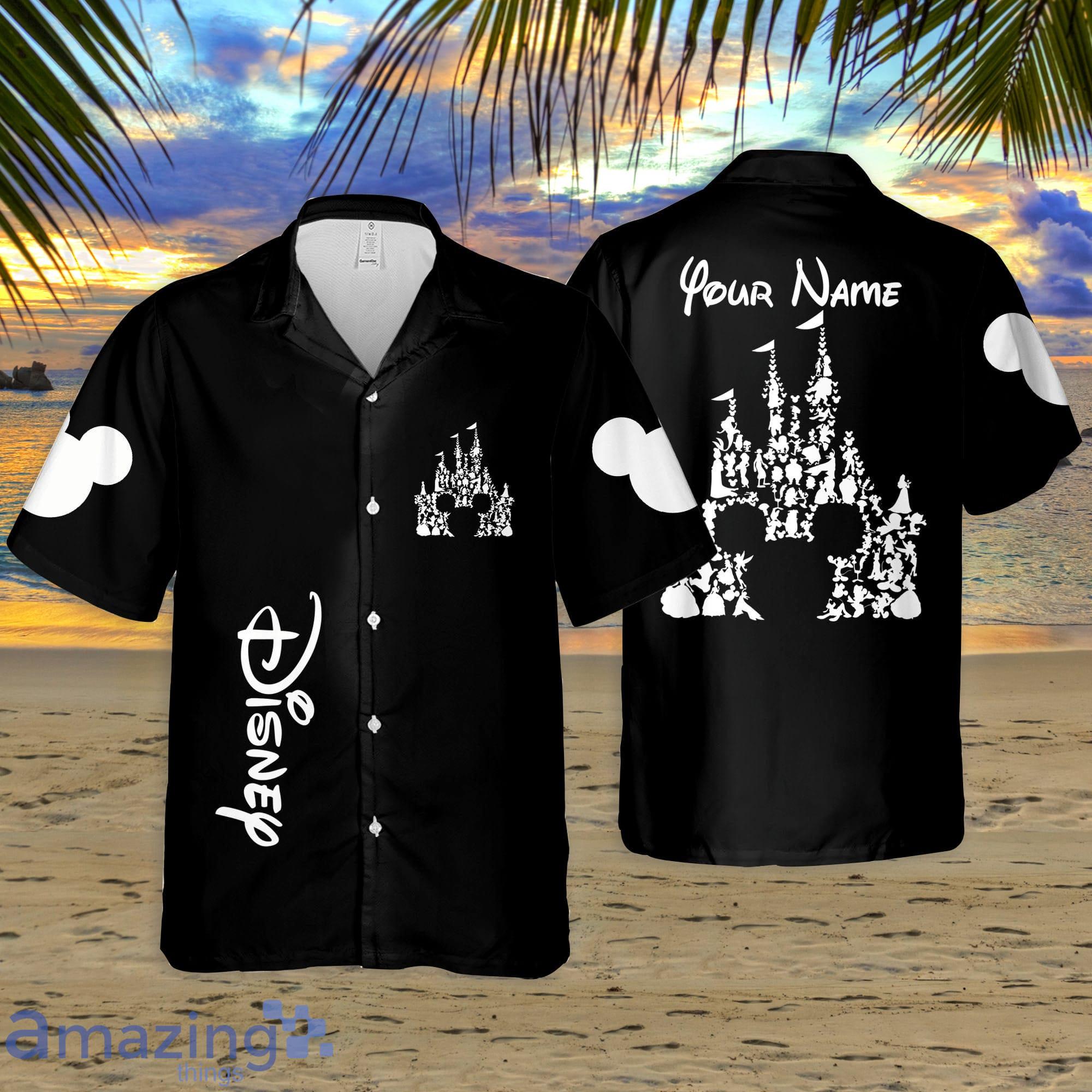 Custom Name Disney Castle Black 3D Short Sleeve Hawaiian Shirt Summer Gifts For Disney Fans Product Photo 1