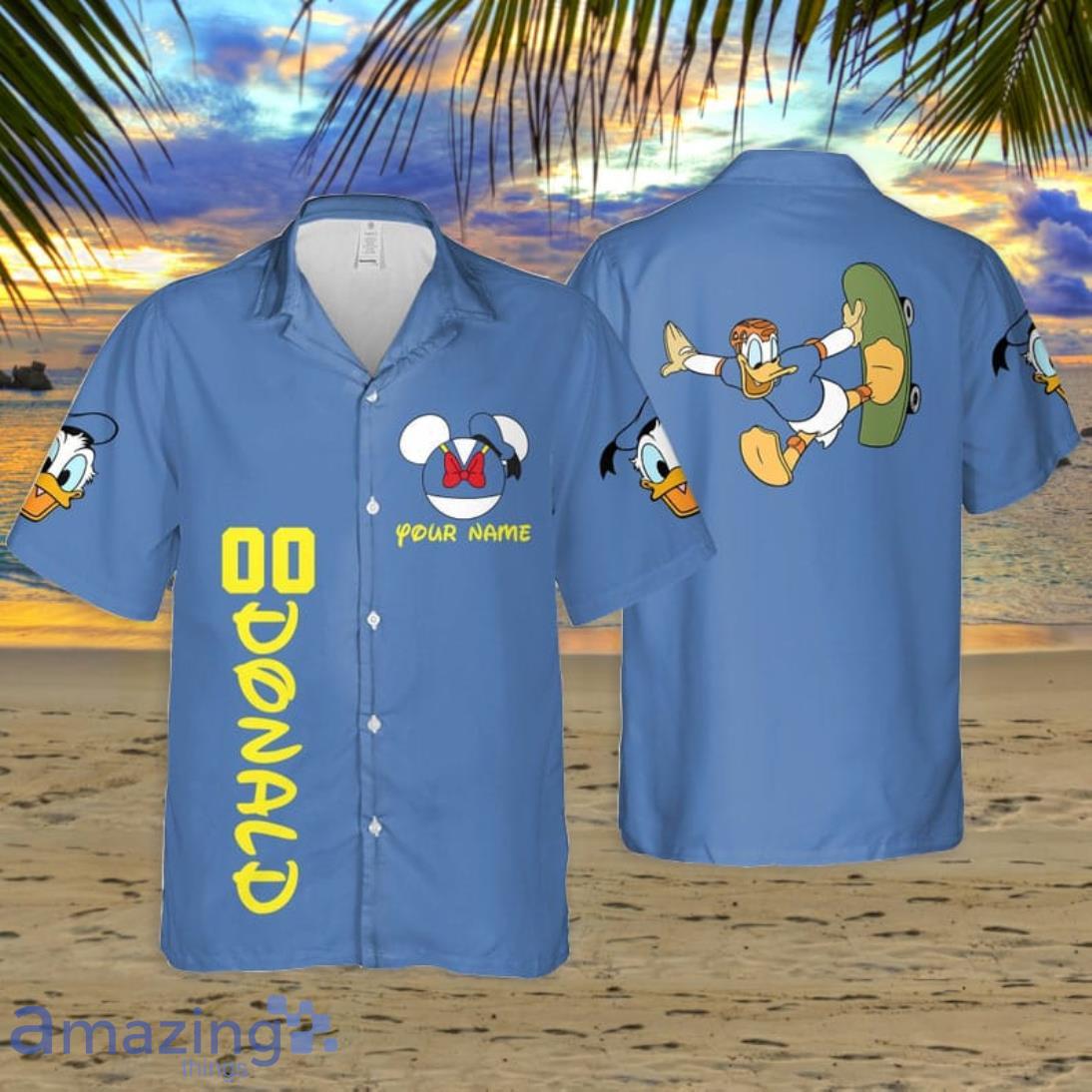 Custom Name Donald Skateboard Funny 3D Short Sleeve Hawaiian Shirt Disneyland Beach Cute Gift For Fans Product Photo 1
