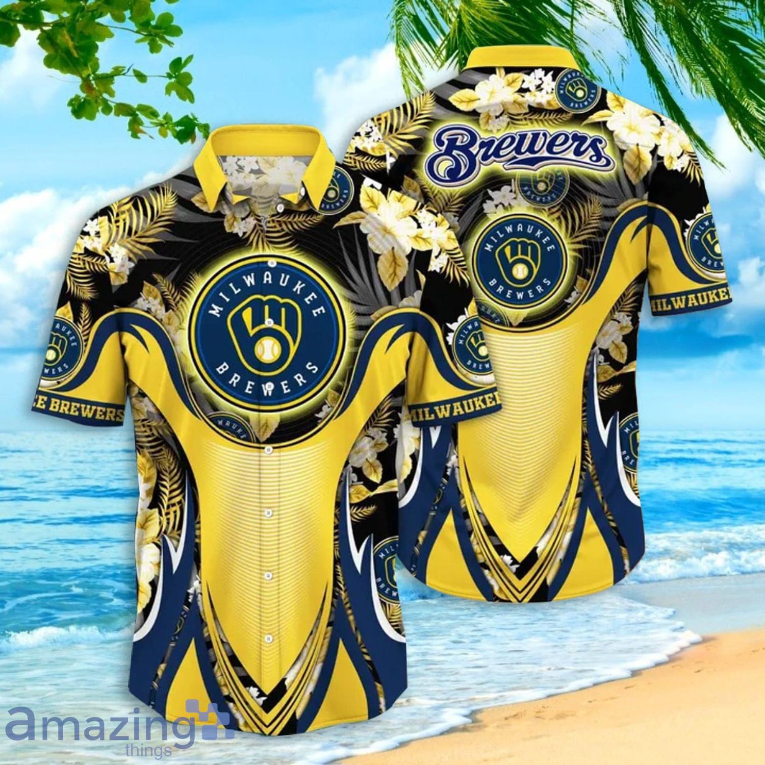 Custom Name For Fans Milwaukee Brewers MLB Flower Tropical Hawaiian Shirt  Summer Gift For Men And Women