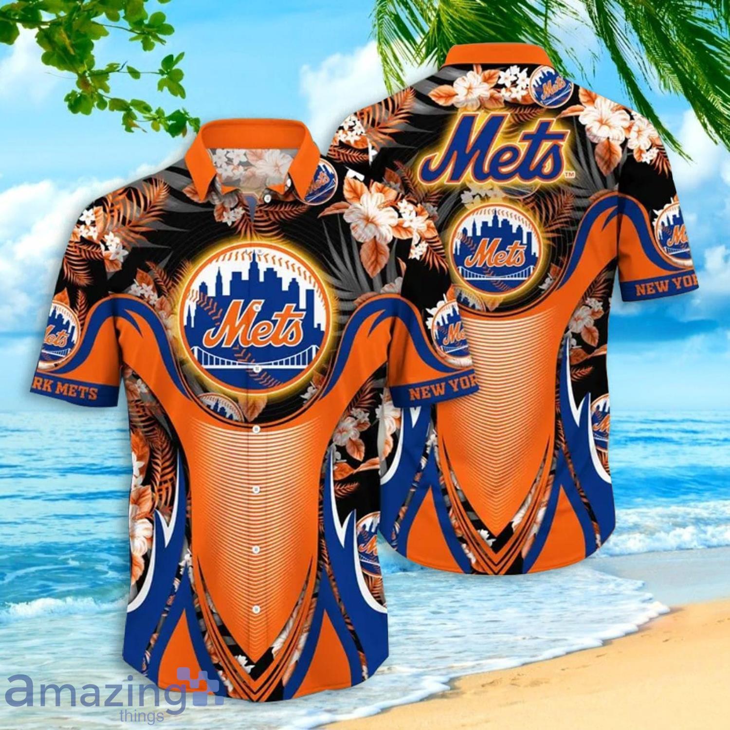 New York Mets MLB Flower Pattern Summer 3D Hawaiian Shirt