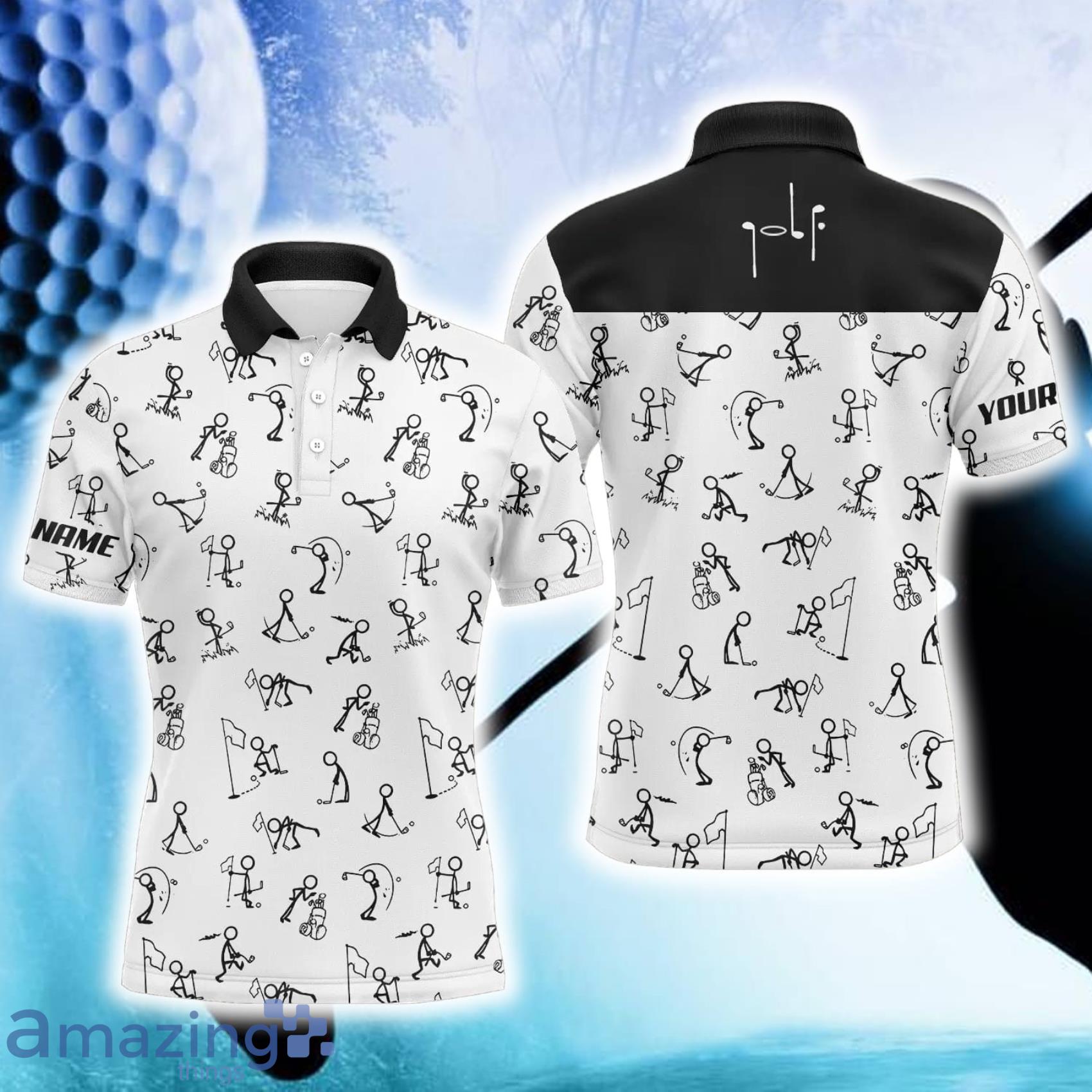 Custom Name Funny Golf Pattern, White Polo Shirt For Men And Women Gift For Golfer Product Photo 1