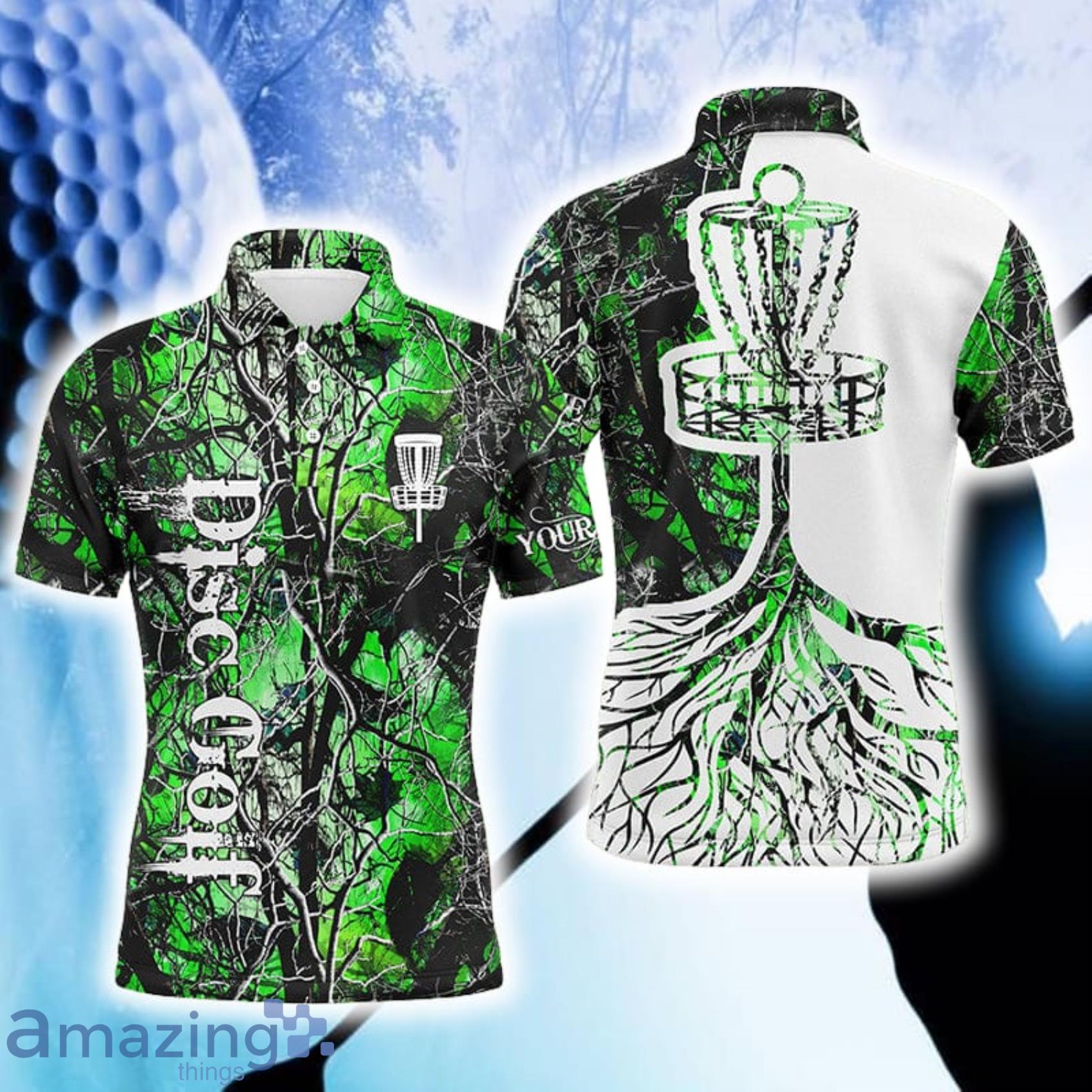 Custom Name Green Camo Disc Golf Basket Polo Shirt For Men And Women Gift For Golfer Product Photo 1
