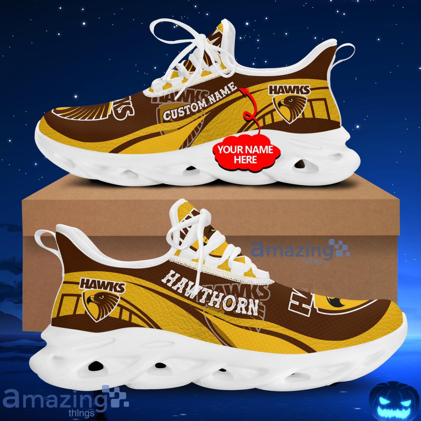 Custom Name Hawthorn Football Club Running Sneakers Men And Women Max Soul Shoes Afl Sport Team Product Photo 1