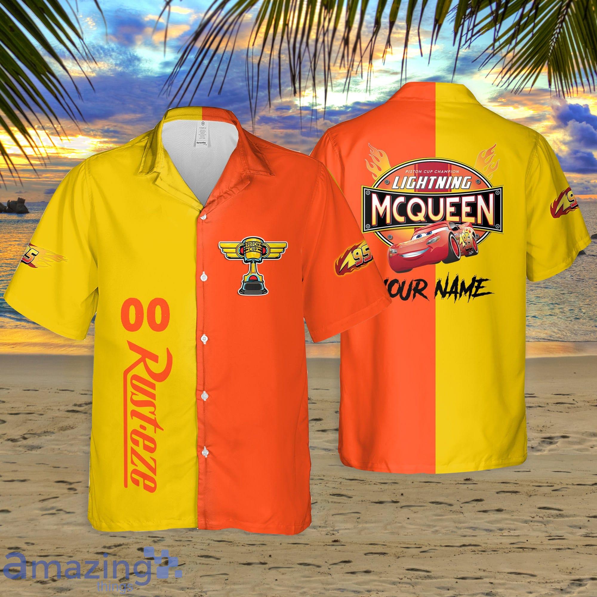 Custom Name Lightning Mcqueen Racing Champion Yellow 3D Hawaiian Shirt Disneyland Beach Cute Gift For Fan Product Photo 1