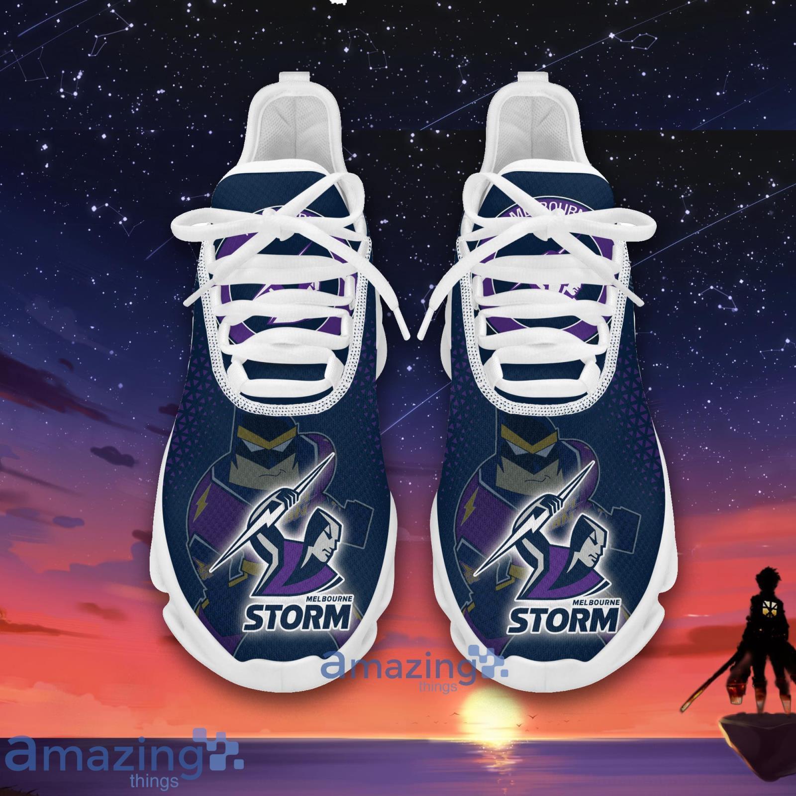 Custom Name Melbourne Storm Running Sneakers NRL Max Soul Shoes Sneakers Mascot image Custom Name Melbourne Storm Running Sneakers NRL Max Soul Shoes Sneakers Mascot Product Photo 2