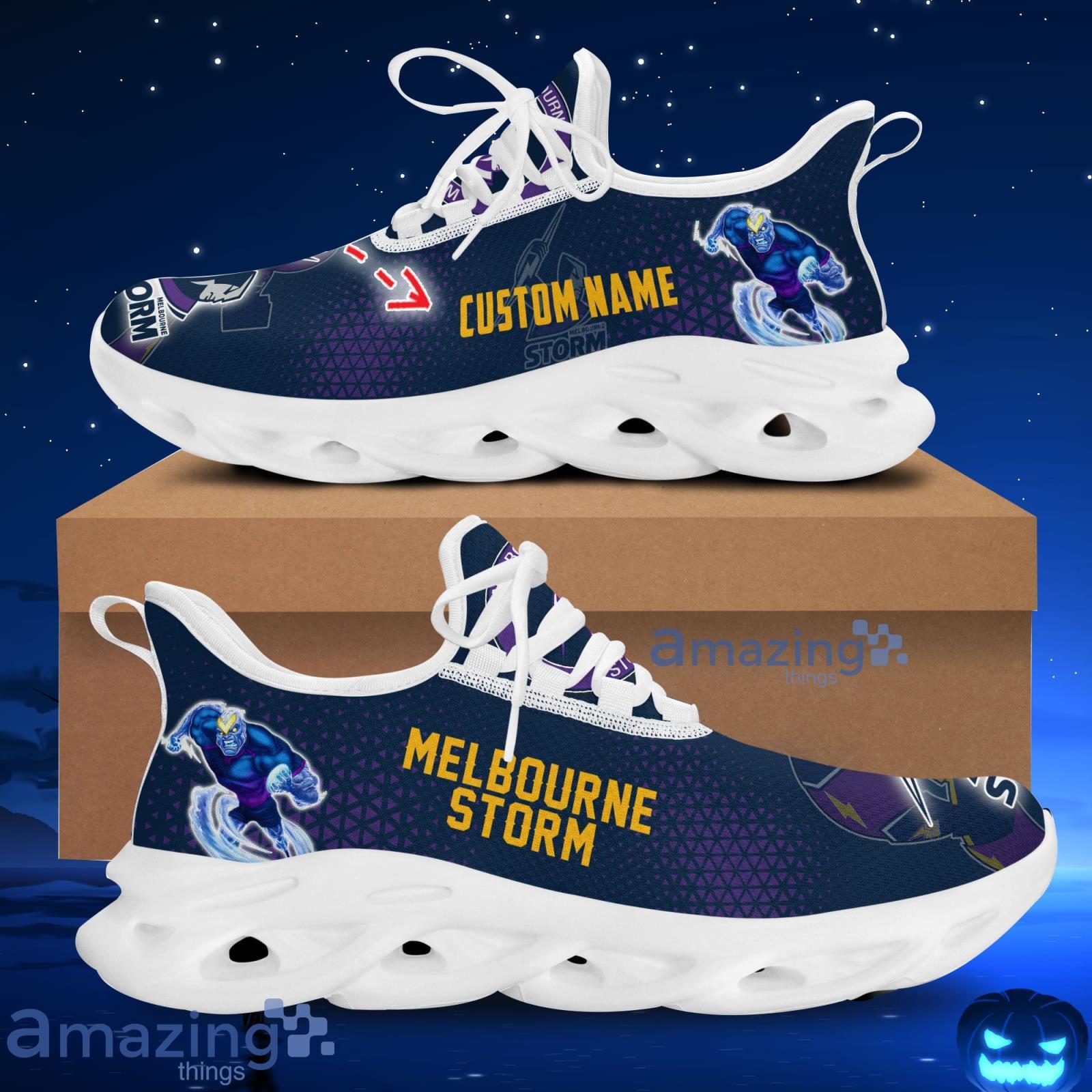 Custom Name Melbourne Storm Running Sneakers NRL Max Soul Shoes Sneakers Mascot Product Photo 1 Custom Name Melbourne Storm Running Sneakers NRL Max Soul Shoes Sneakers Mascot Product Photo 1