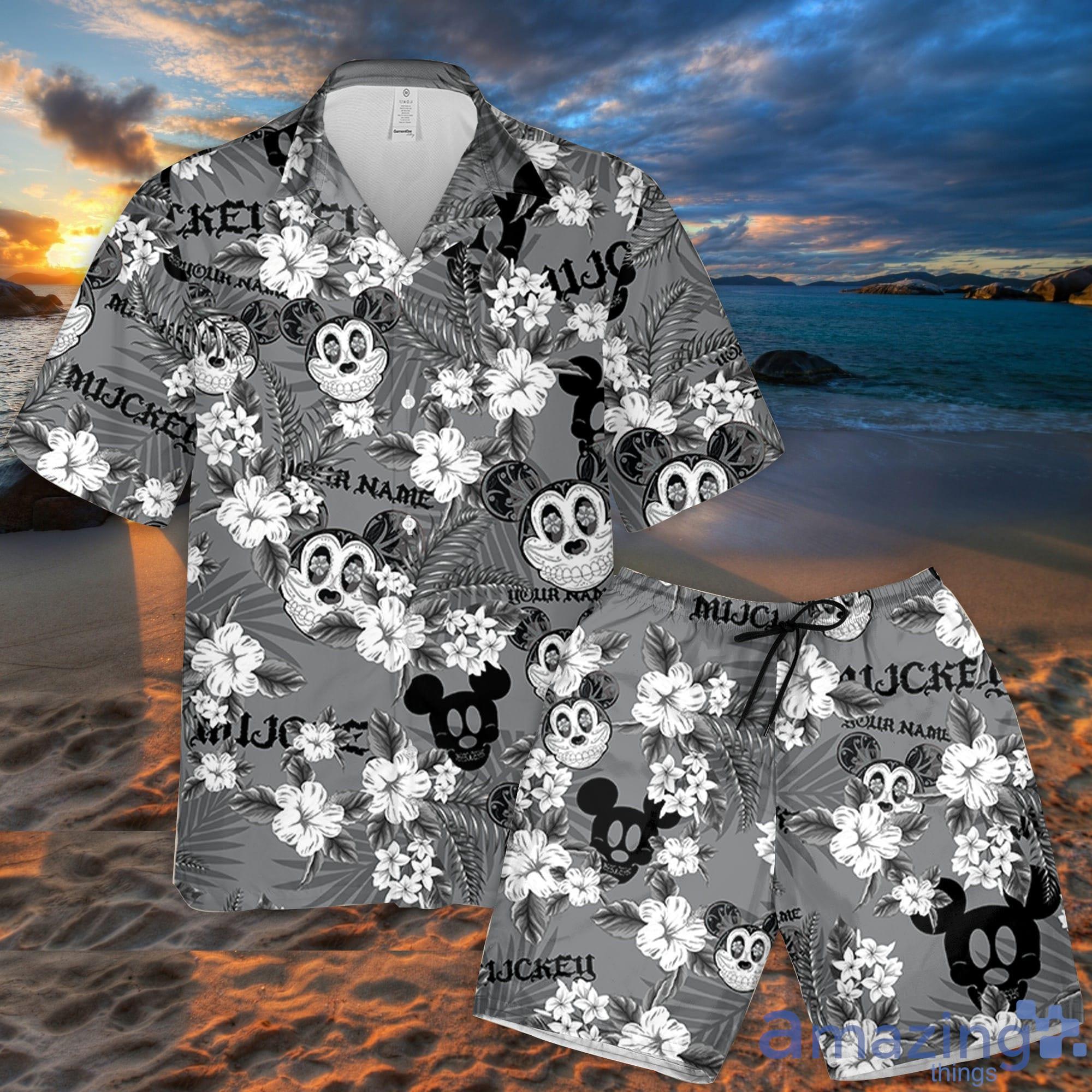 Custom Name Mickey Mouse Sugar Skull Flowers Pattern 3D All Over Print Combo Hawaiian Shirt And Shorts Disney Beach Cute Gifts For Fans Product Photo 1 Custom Name Mickey Mouse Sugar Skull Flowers Pattern 3D All Over Print Combo Hawaiian Shirt And Shorts Disney Beach Cute Gifts For Fans Product Photo 1
