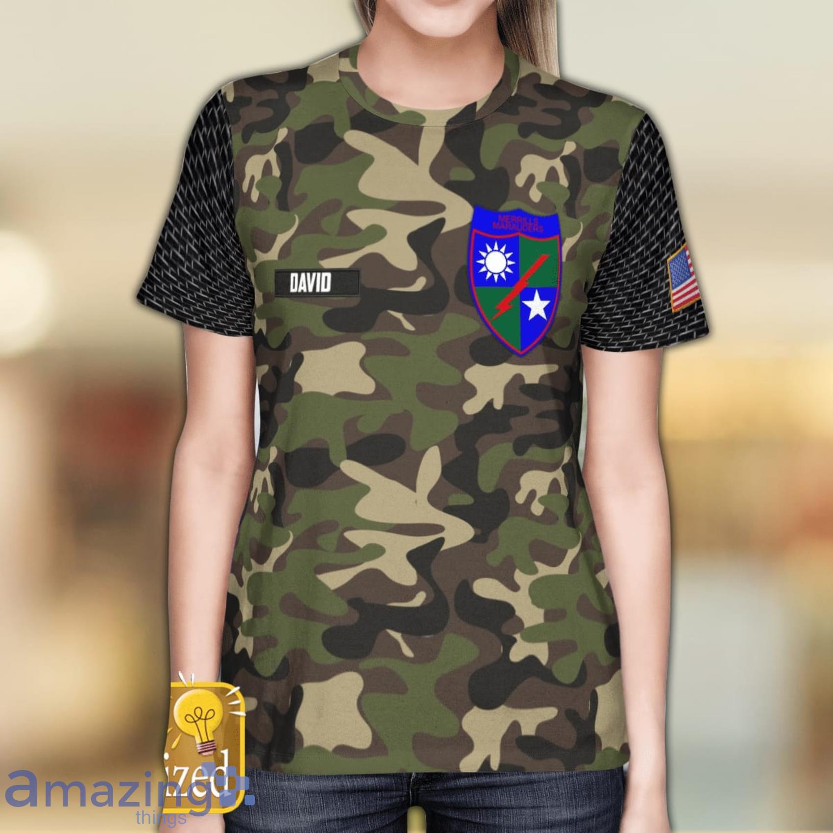 Custom Name Military 5307th Composite Unit (Provisional), Merrill's Marauders All Over Print 3D T Shirt image Custom Name Military 5307th Composite Unit (Provisional), Merrills Marauders All Over Print 3D T-Shirt Product Photo 4