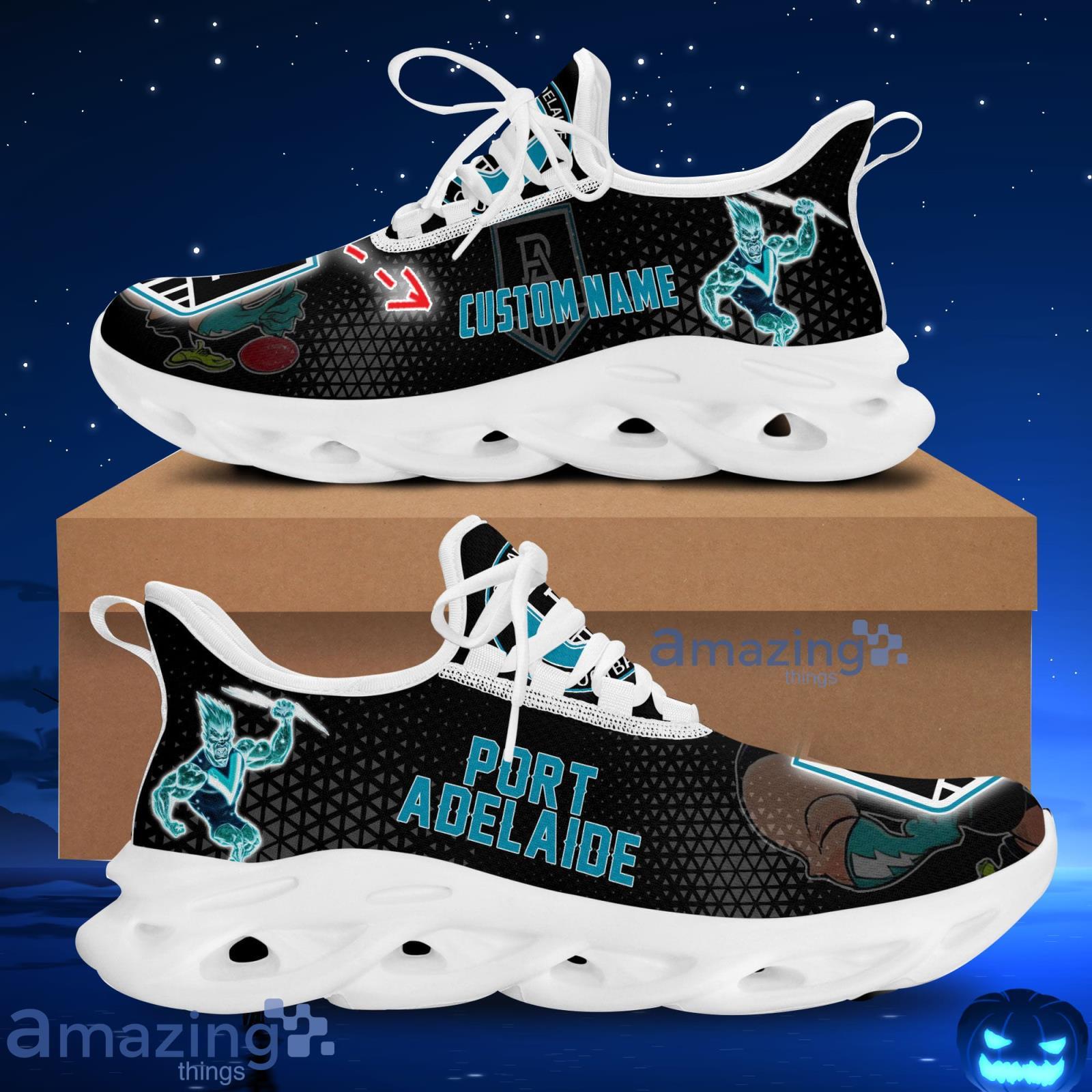 Custom Name Port Adelaide Football Club Running Sneakers Men And Women Mascot Max Soul Shoes Afl Sport Team Product Photo 1