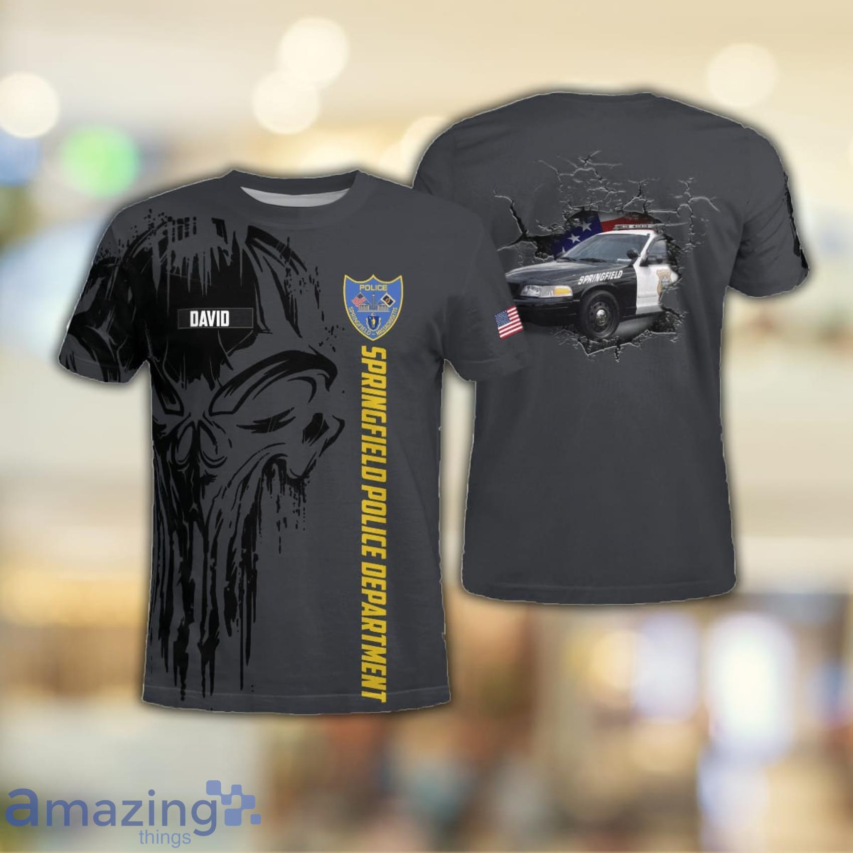 Custom Name Springfield Police Department All Over Print 3D T-Shirt Product Photo 1