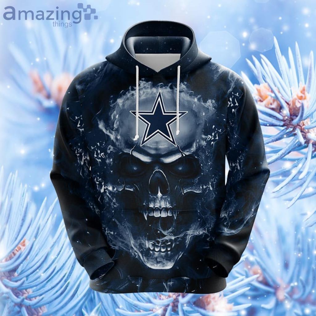 Dallas Cowboys NFL Skull Funny Blue Hoodie, Zip Hoodie 3D All Over Print  For Fans