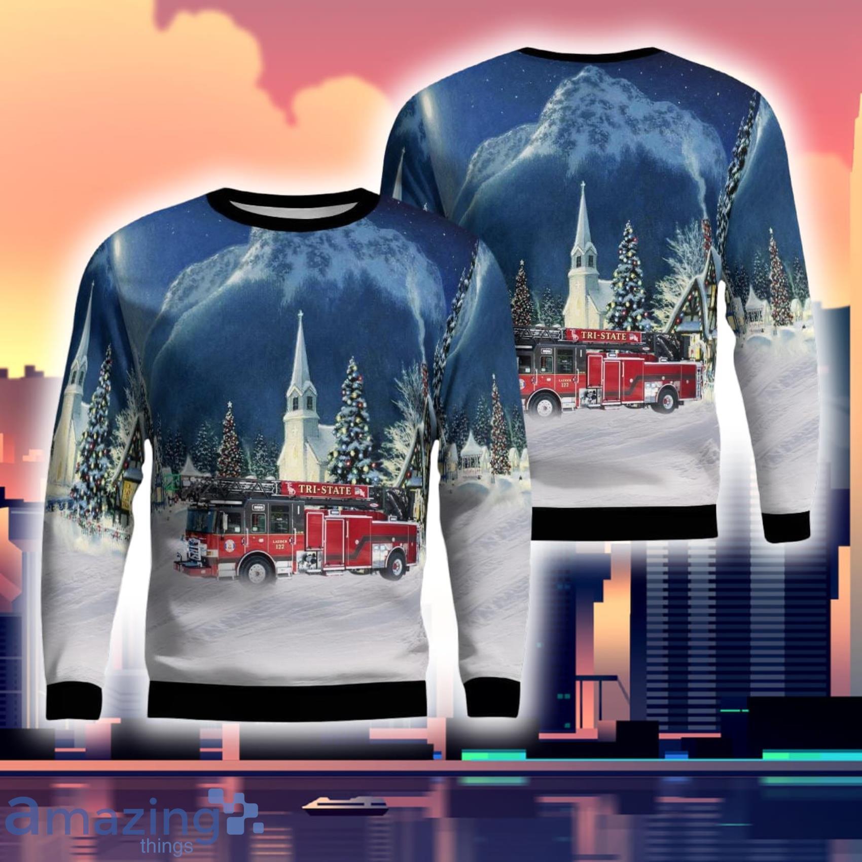 Darien Illinois Tri State Fire Protection District 3D Ugly Sweater Product Photo 1