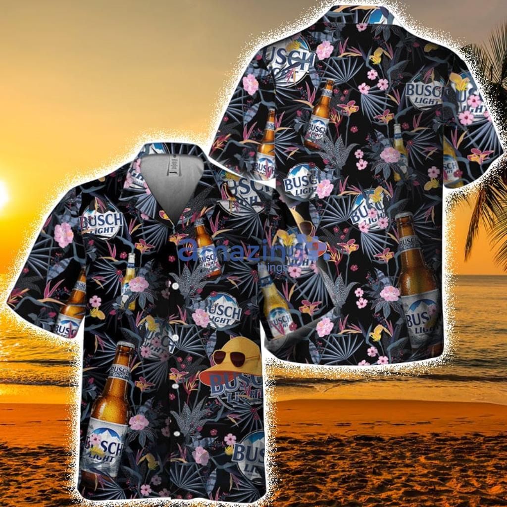 Dark Tropical Busch Light Hawaiian Shirt For Men And Women Product Photo 1
