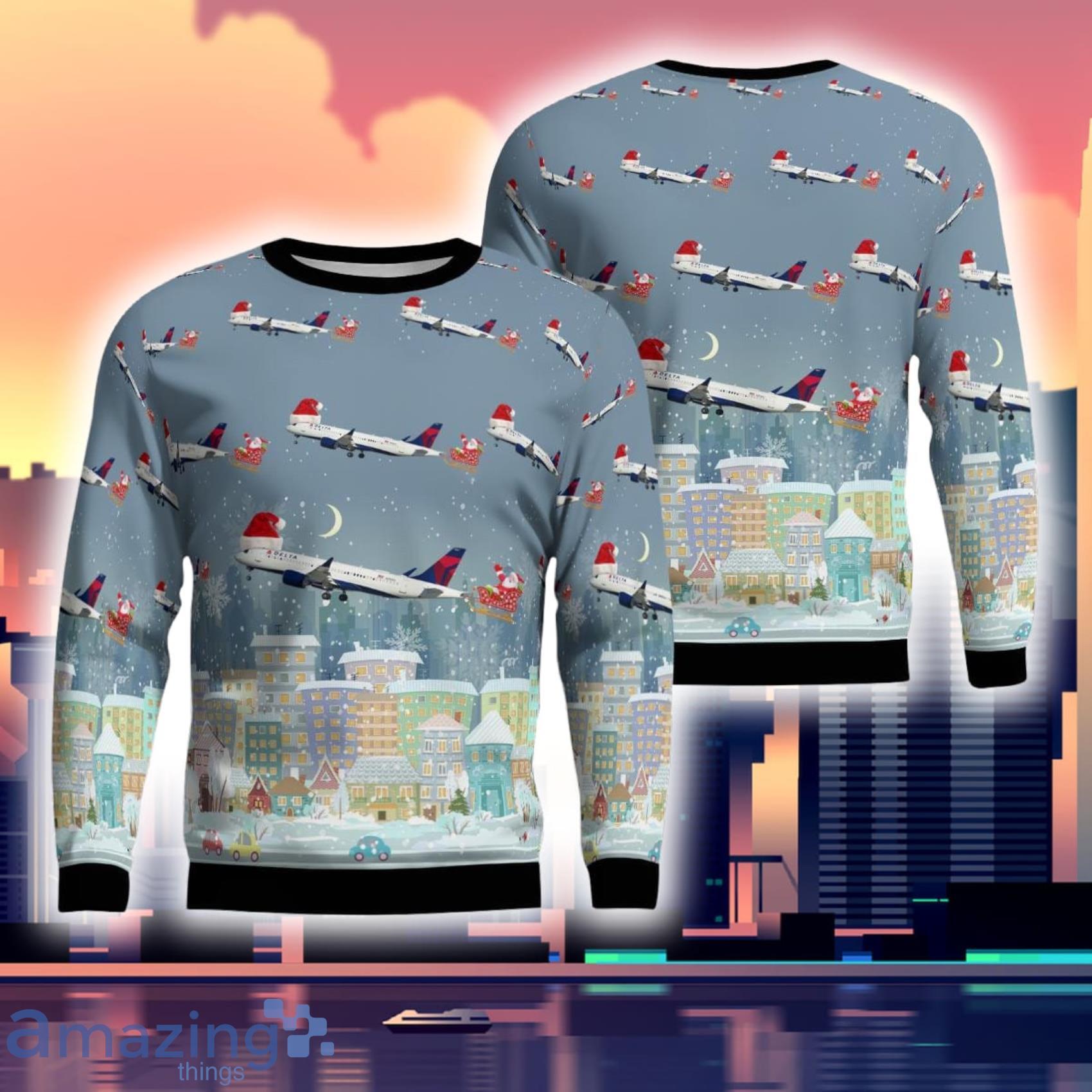 Delta Air Lines Airbus A220-300 Christmas Ugly Sweater Gift For Xmas Product Photo 1