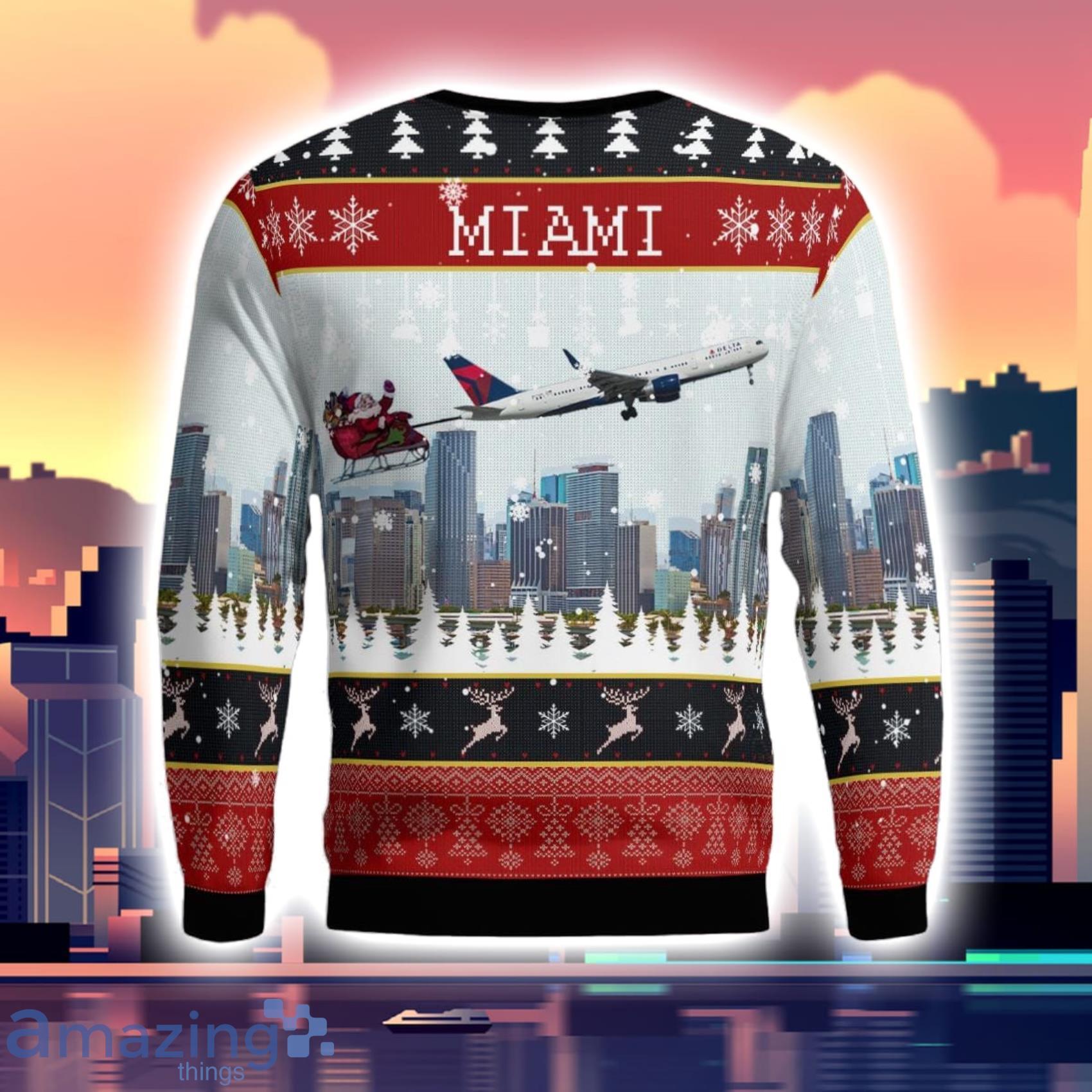 Delta Air Lines Boeing 757 232 With Santa Over Miami Christmas 3D Ugly Sweater image Delta Air Lines Boeing 757 232 With Santa Over Miami Christmas 3D Ugly Sweater Product Photo 3