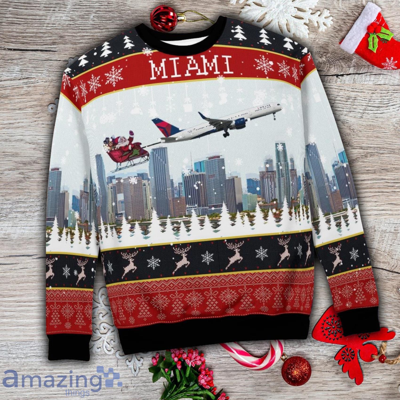 Delta Air Lines Boeing 757 232 With Santa Over Miami Christmas 3D Ugly Sweater image Delta Air Lines Boeing 757 232 With Santa Over Miami Christmas 3D Ugly Sweater Product Photo 6