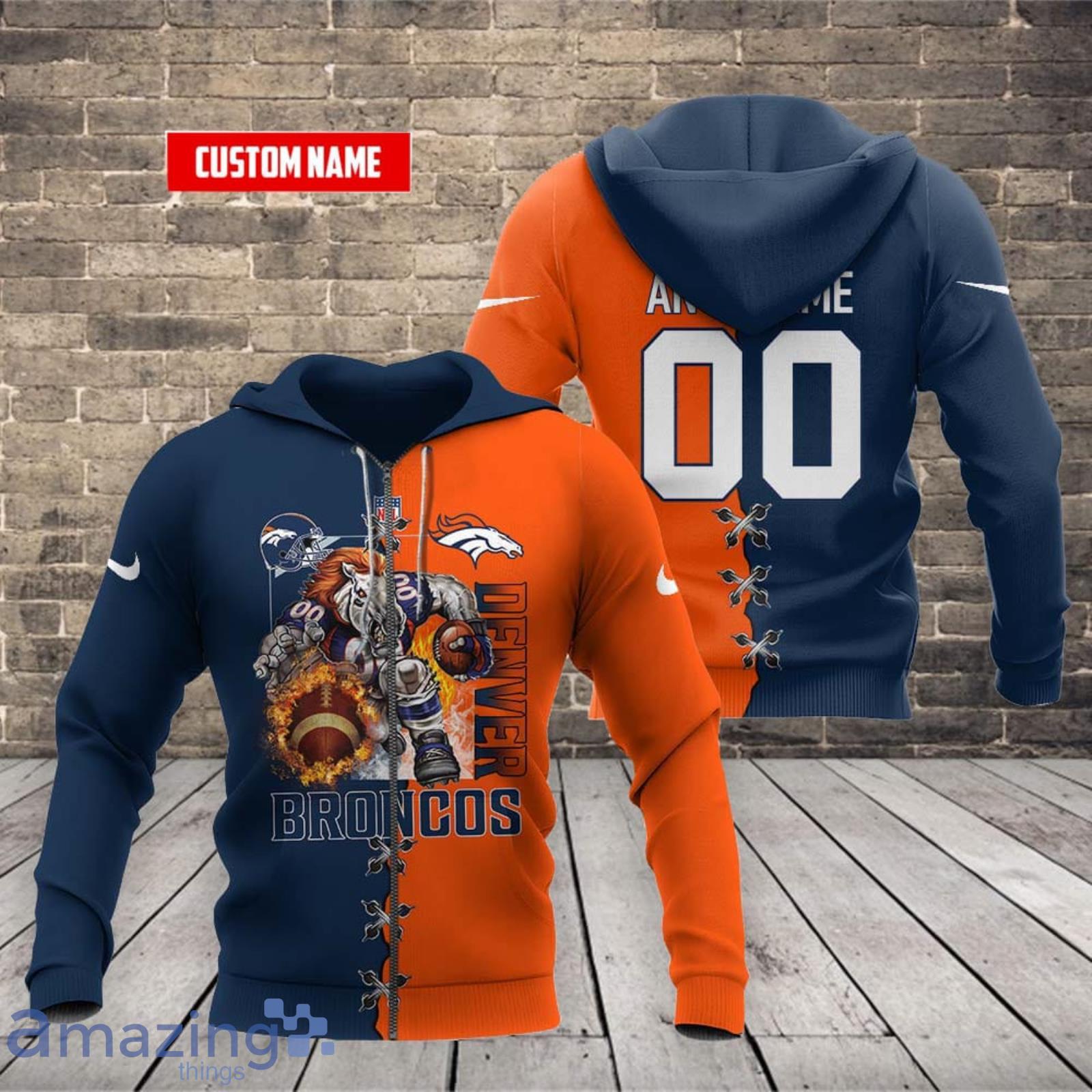 Denver Broncos NFL Custom Name And Number All Over Print 3D T-Shirt