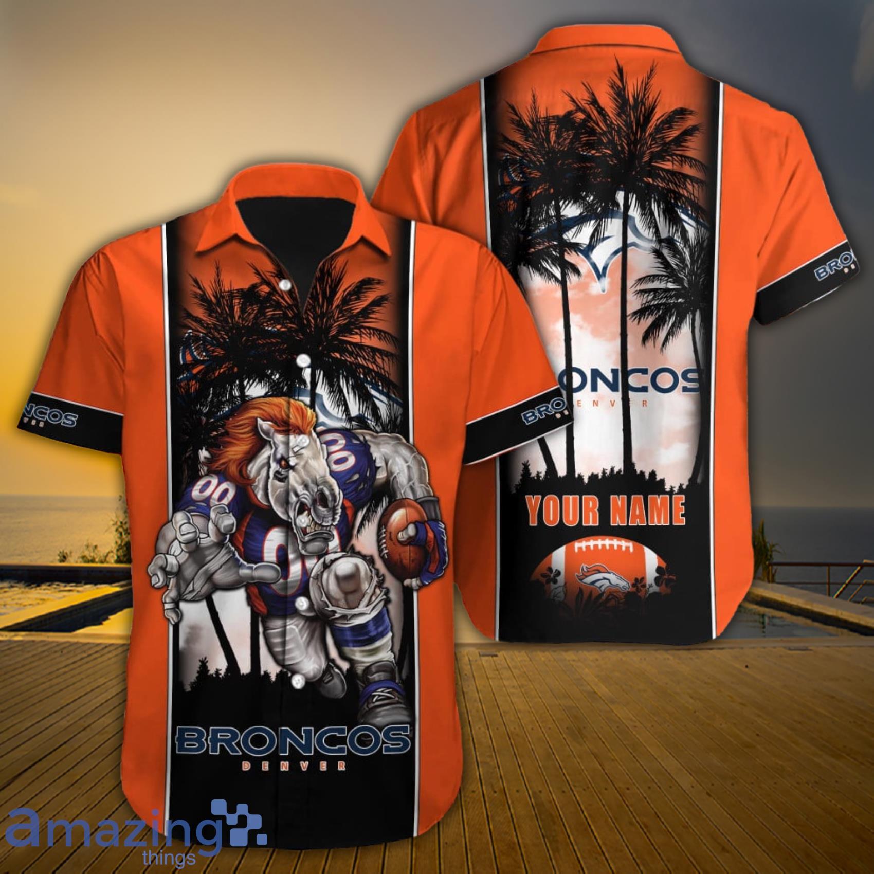 Denver Broncos NFL Coconut Flower Pattern Custom Name Hawaiian Shirt -  Banantees