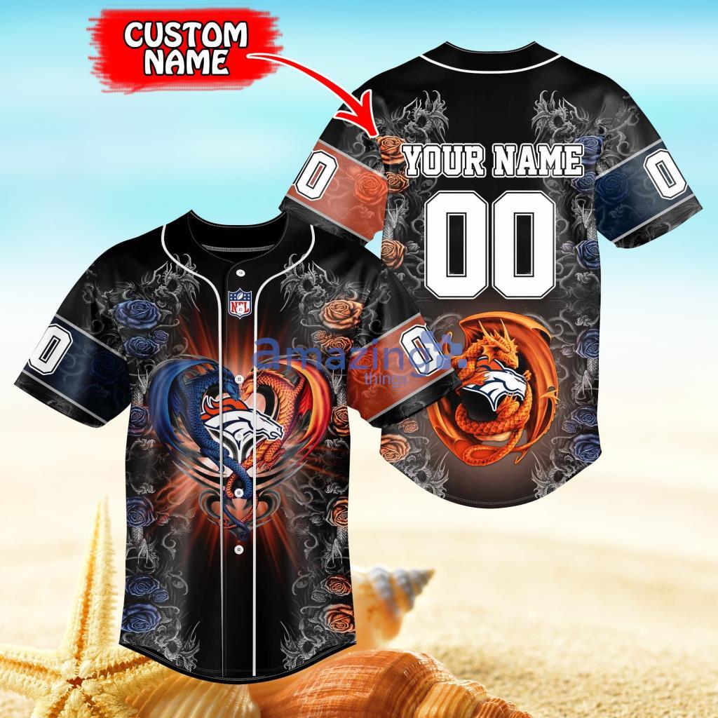 Denver Broncos Personalized NFL Dragon Baseball Jersey Shirt Gift For Fans Product Photo 1
