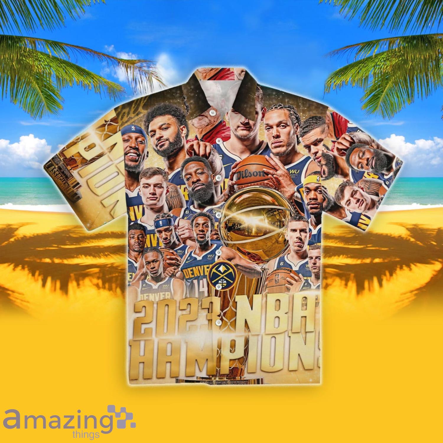 Denver Nuggets 2023 Champions Short Sleeve Hawaiian Shirt Product Photo 1 Denver Nuggets 2023 Champions Short Sleeve Hawaiian Shirt Product Photo 1