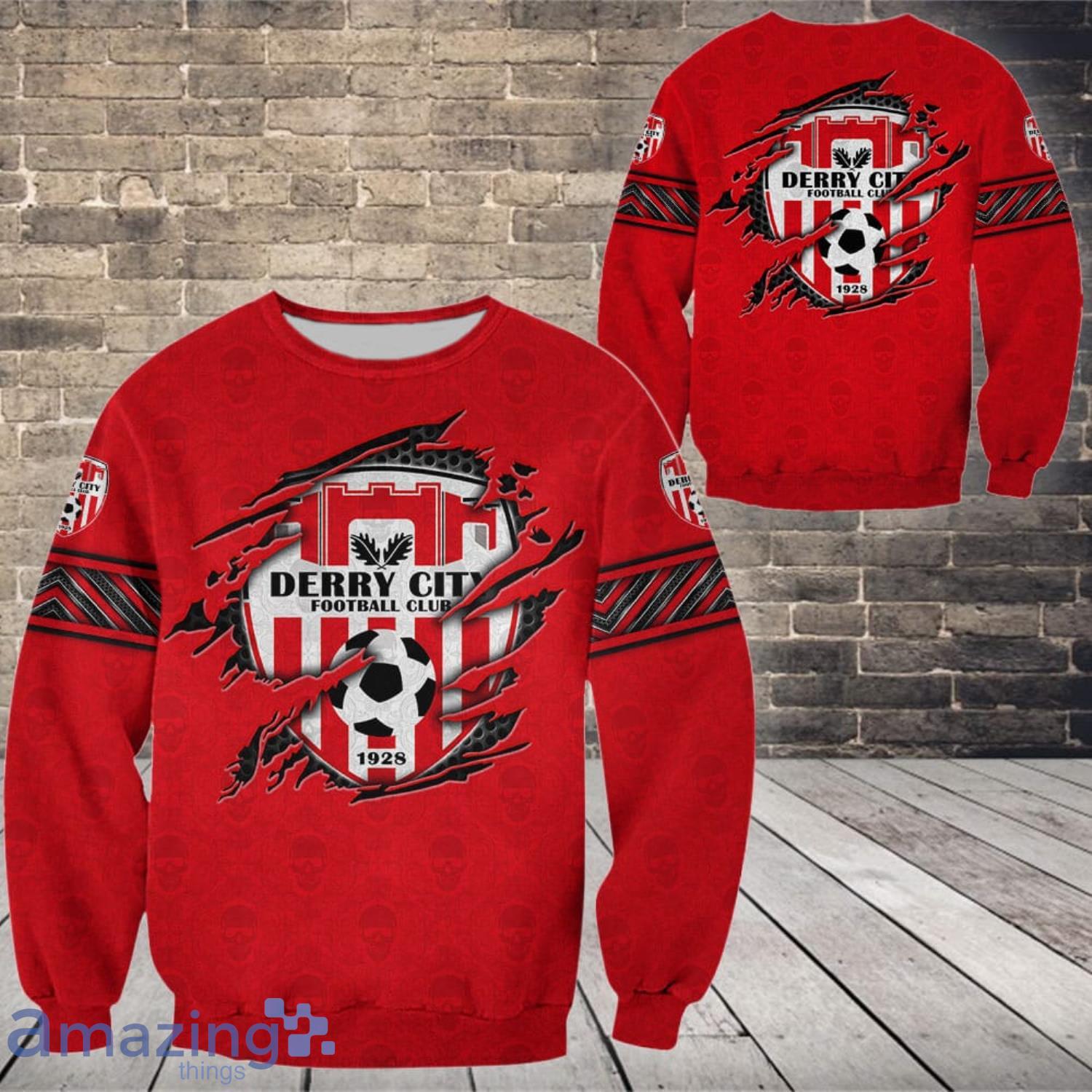 Derry City Football Club 3D All Over Printed Custom Name T Shirt Sweatshirt Hoodie Bomber image Derry City Football Club 3D All Over Printed Custom Name T-Shirt Sweatshirt Hoodie Bomber Product Photo 4