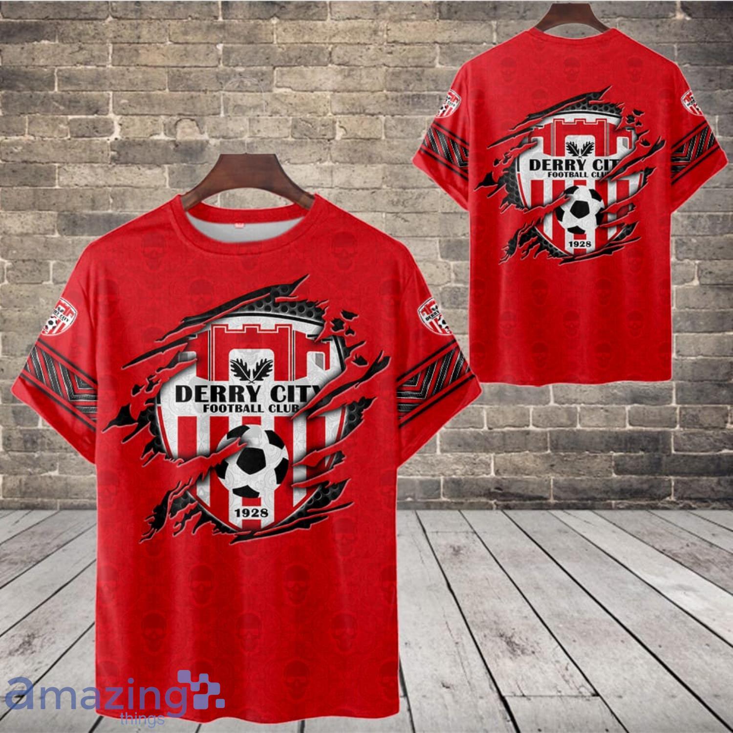 Derry City Football Club 3D All Over Printed Custom Name T Shirt Sweatshirt Hoodie Bomber image Derry City Football Club 3D All Over Printed Custom Name T-Shirt Sweatshirt Hoodie Bomber Product Photo 6