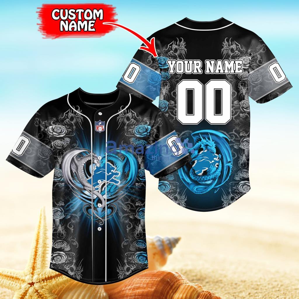 Detroit Lions Personalized NFL Dragon Baseball Jersey Shirt Gift For Fans Product Photo 1