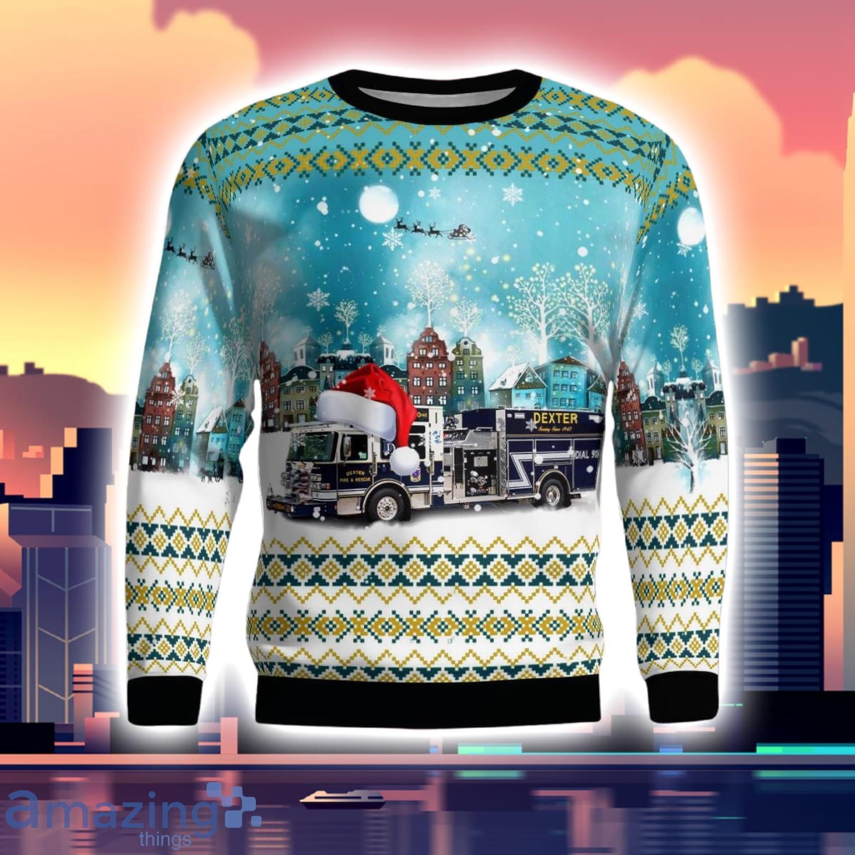 Dexter New Mexico Dexter Fire & Rescue 3D Ugly Sweater image Dexter New Mexico Dexter Fire & Rescue 3D Ugly Sweater Product Photo 2