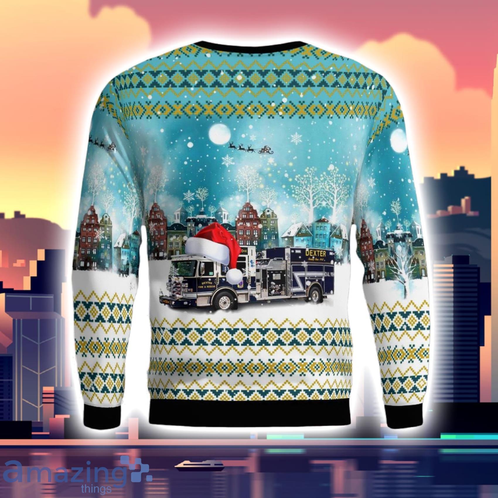 Dexter New Mexico Dexter Fire & Rescue 3D Ugly Sweater image Dexter New Mexico Dexter Fire & Rescue 3D Ugly Sweater Product Photo 3