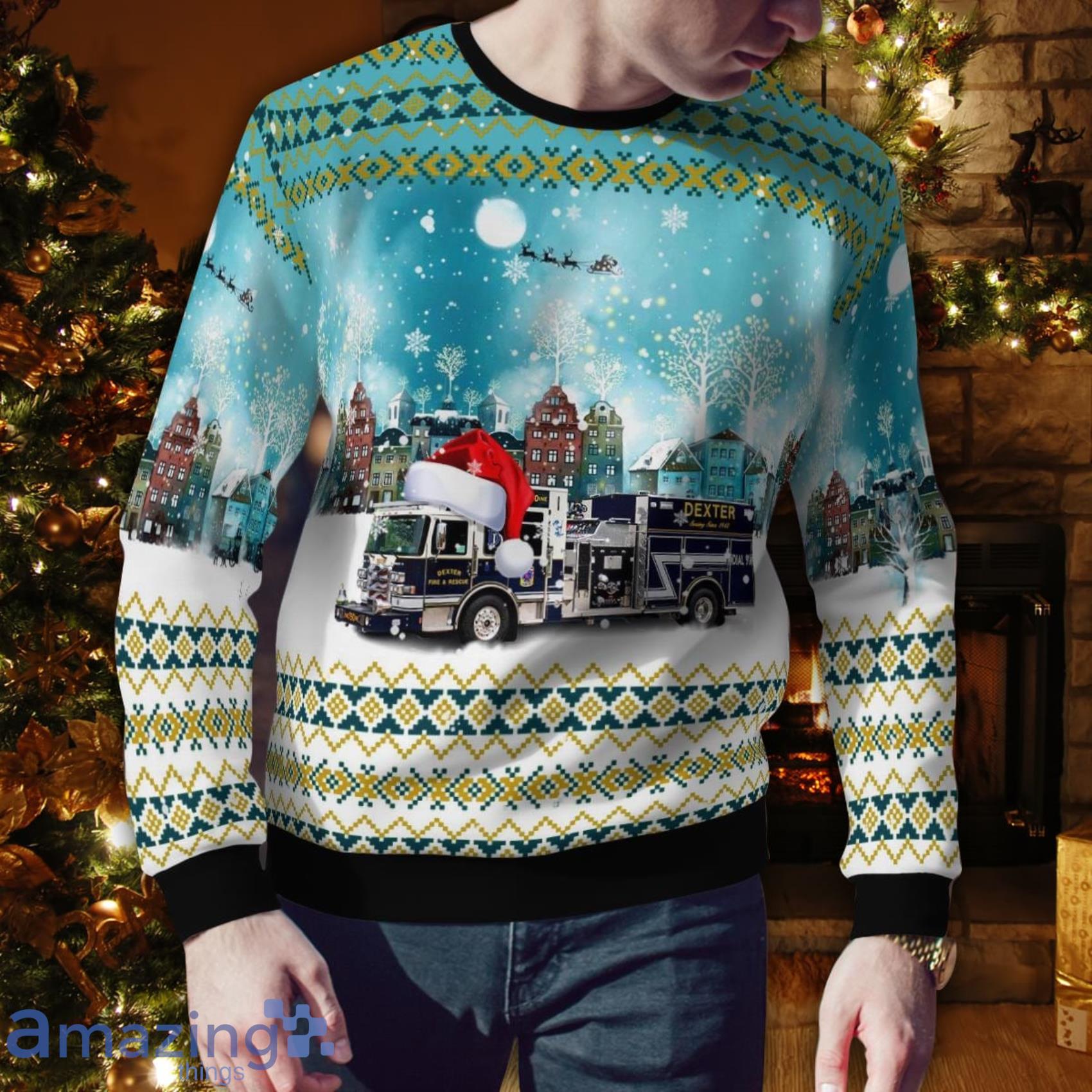 Dexter New Mexico Dexter Fire & Rescue 3D Ugly Sweater image Dexter New Mexico Dexter Fire & Rescue 3D Ugly Sweater Product Photo 4