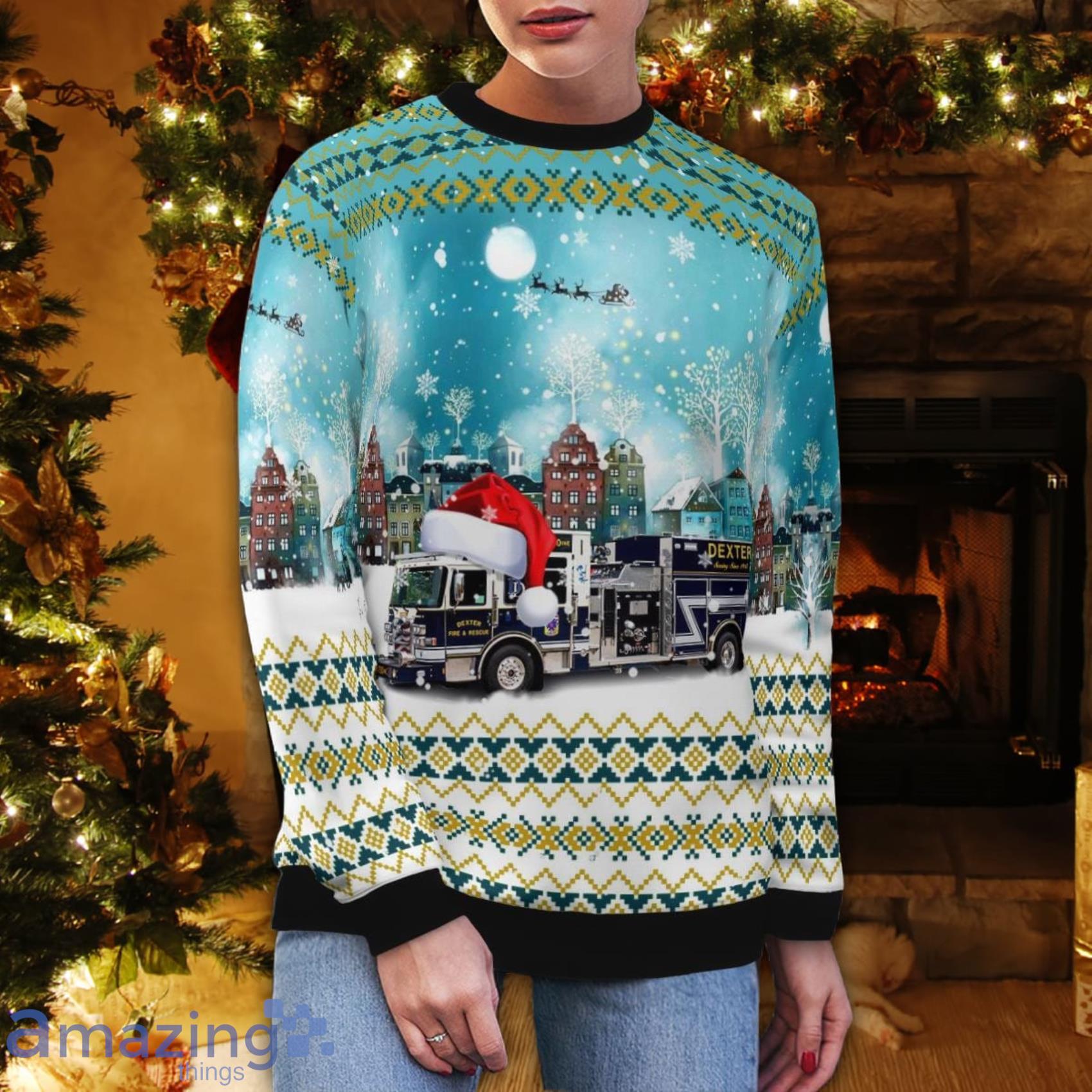 Dexter New Mexico Dexter Fire & Rescue 3D Ugly Sweater image Dexter New Mexico Dexter Fire & Rescue 3D Ugly Sweater Product Photo 5