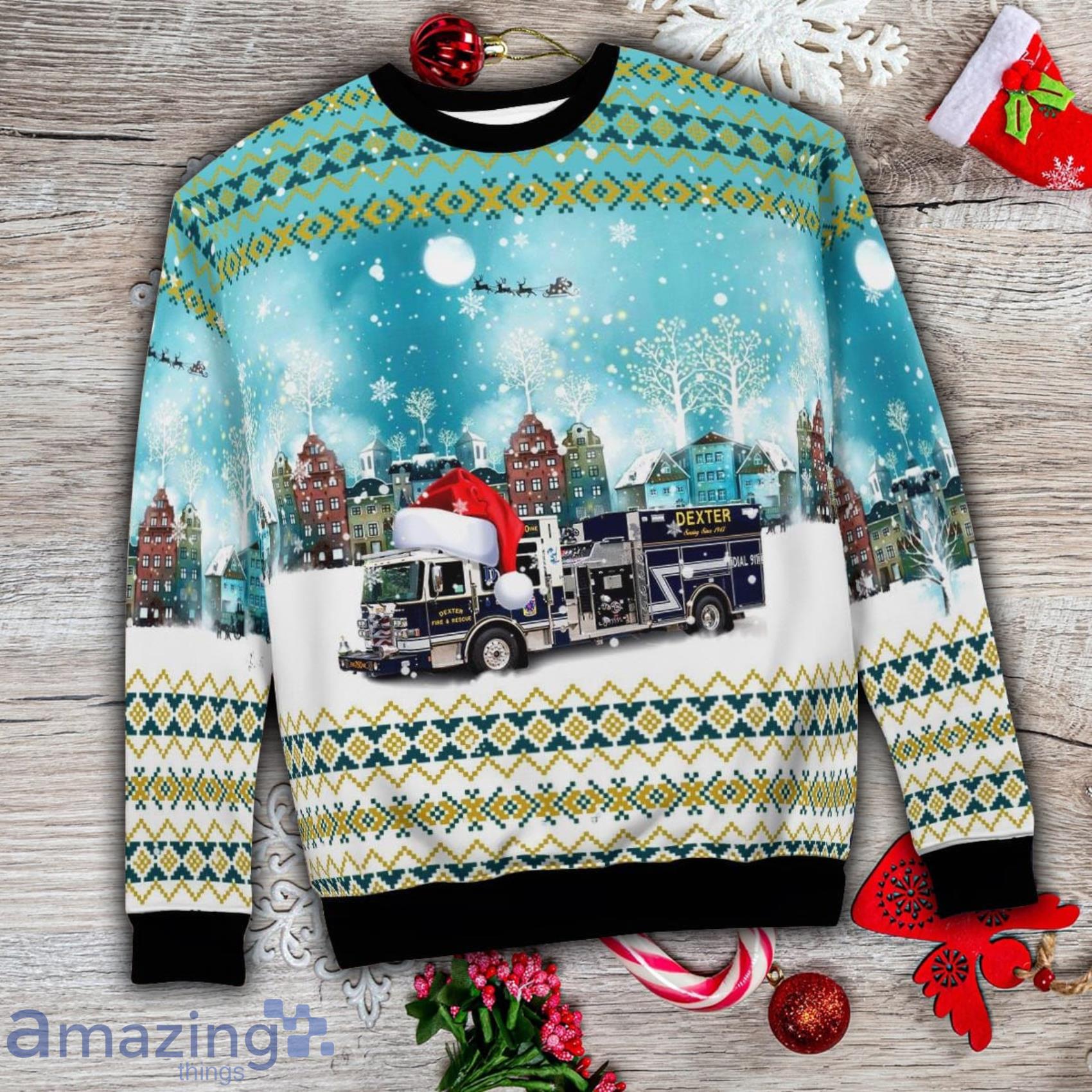 Dexter New Mexico Dexter Fire & Rescue 3D Ugly Sweater image Dexter New Mexico Dexter Fire & Rescue 3D Ugly Sweater Product Photo 6