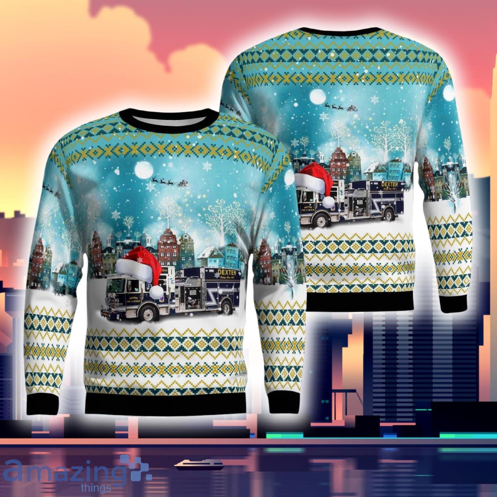 Dexter New Mexico Dexter Fire & Rescue 3D Ugly Sweater Product Photo 1 Dexter New Mexico Dexter Fire & Rescue 3D Ugly Sweater Product Photo 1