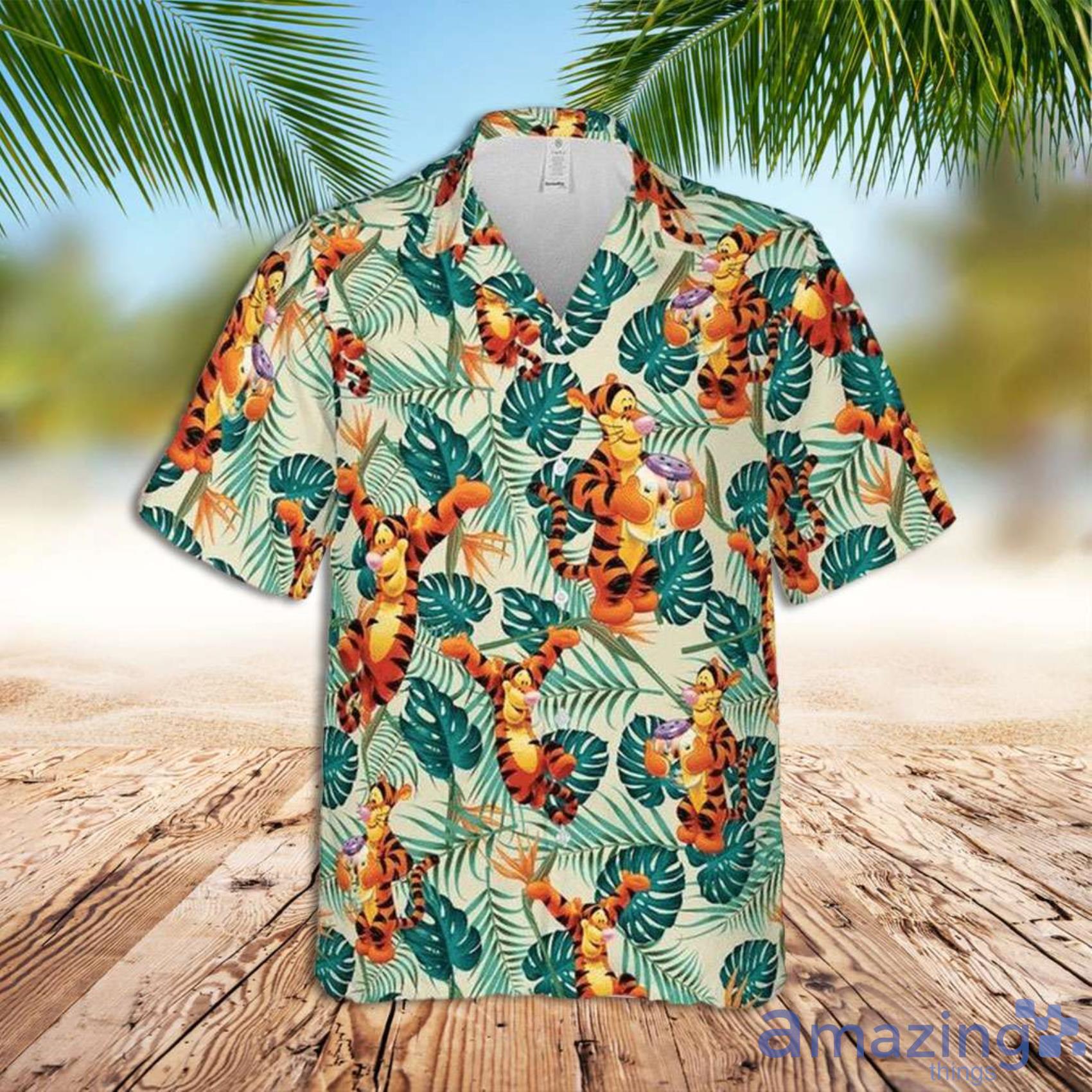 Disney Tigger Green Leaf Beige Men And Women Hawaiian Shirt Summer Gift Product Photo 1