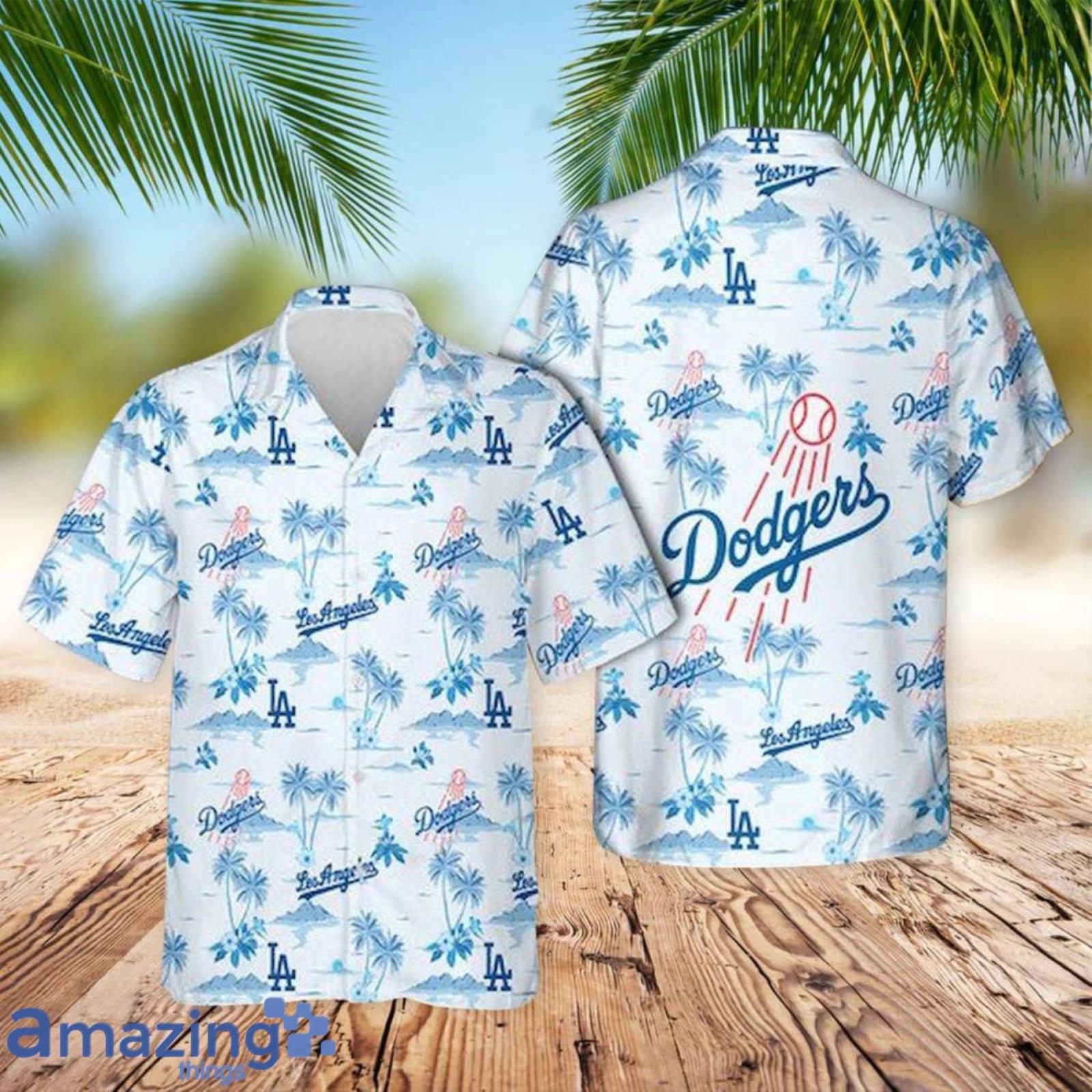 Dodgers La Dodgers Blue Trees Men And Women Hawaiian Shirt Summer Gift