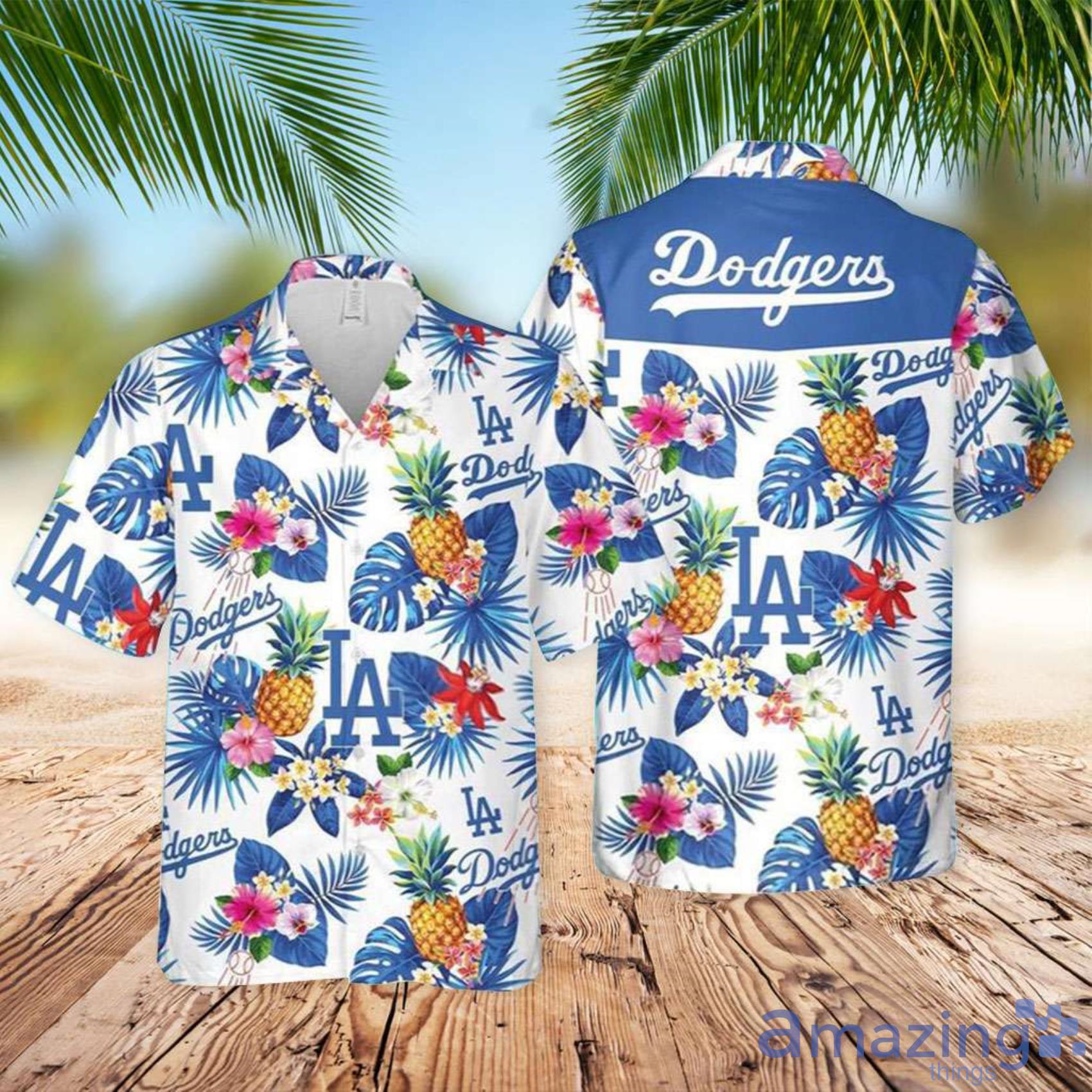 Dodgers Hawaiian Shirt LA Dodgers Blue Trees Hawaiian Shirt