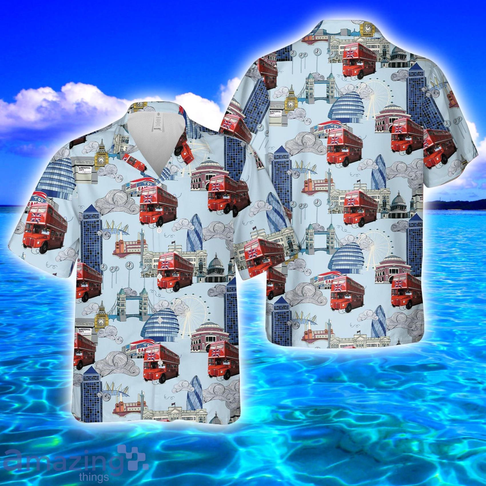 Double-Decker Bus Routemasters Tropical Style Full Print Hawaiian Shirt Vs Short Set Product Photo 1