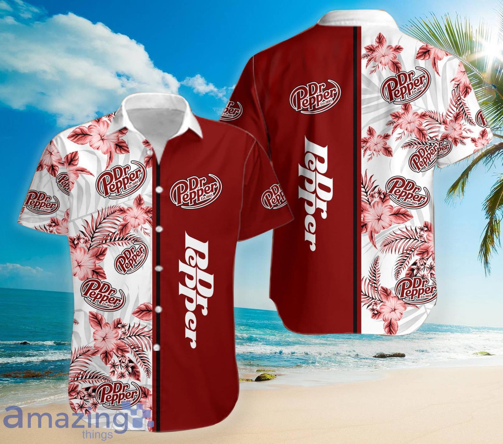 Dr Pepper Tropical Flower Hawaiian Shirt For Men And Women Product Photo 1