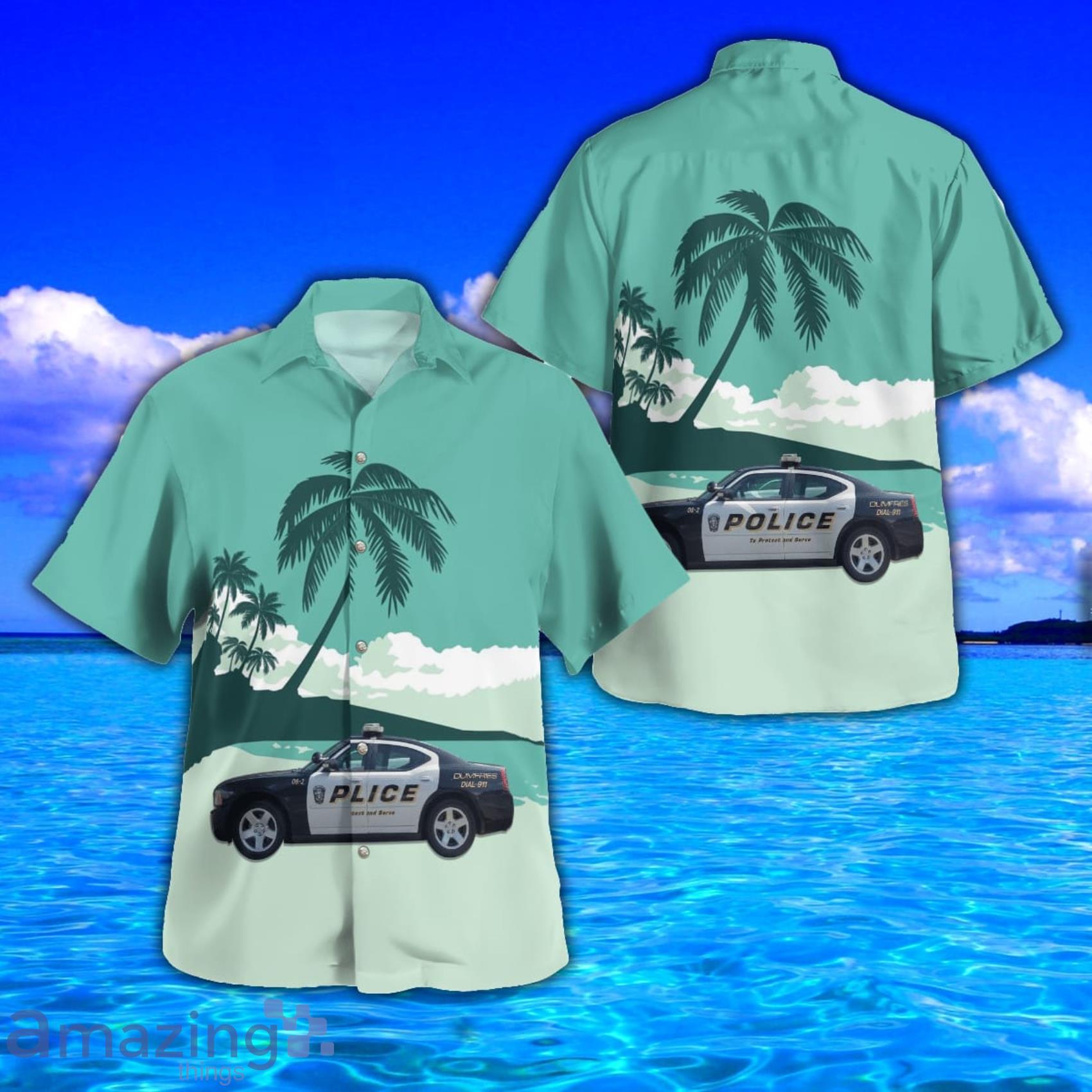 Dumfries Police Department Tropical Style Full Print Hawaiian Shirt Vs Short Set Product Photo 1