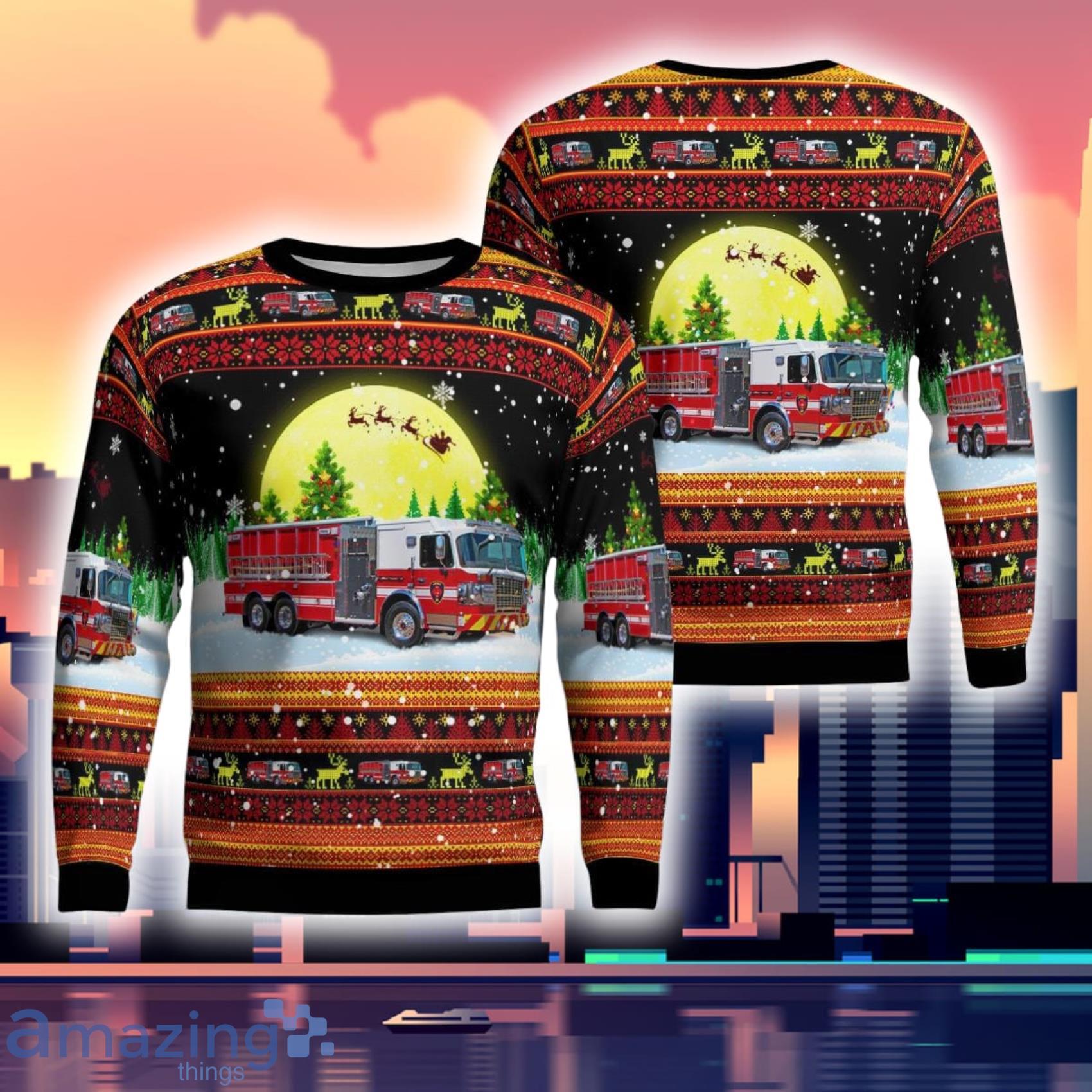 E. M. Holt Fire Department #9 Burlington North Carolina Christmas  Ugly Sweater Gift For Xmas Product Photo 1