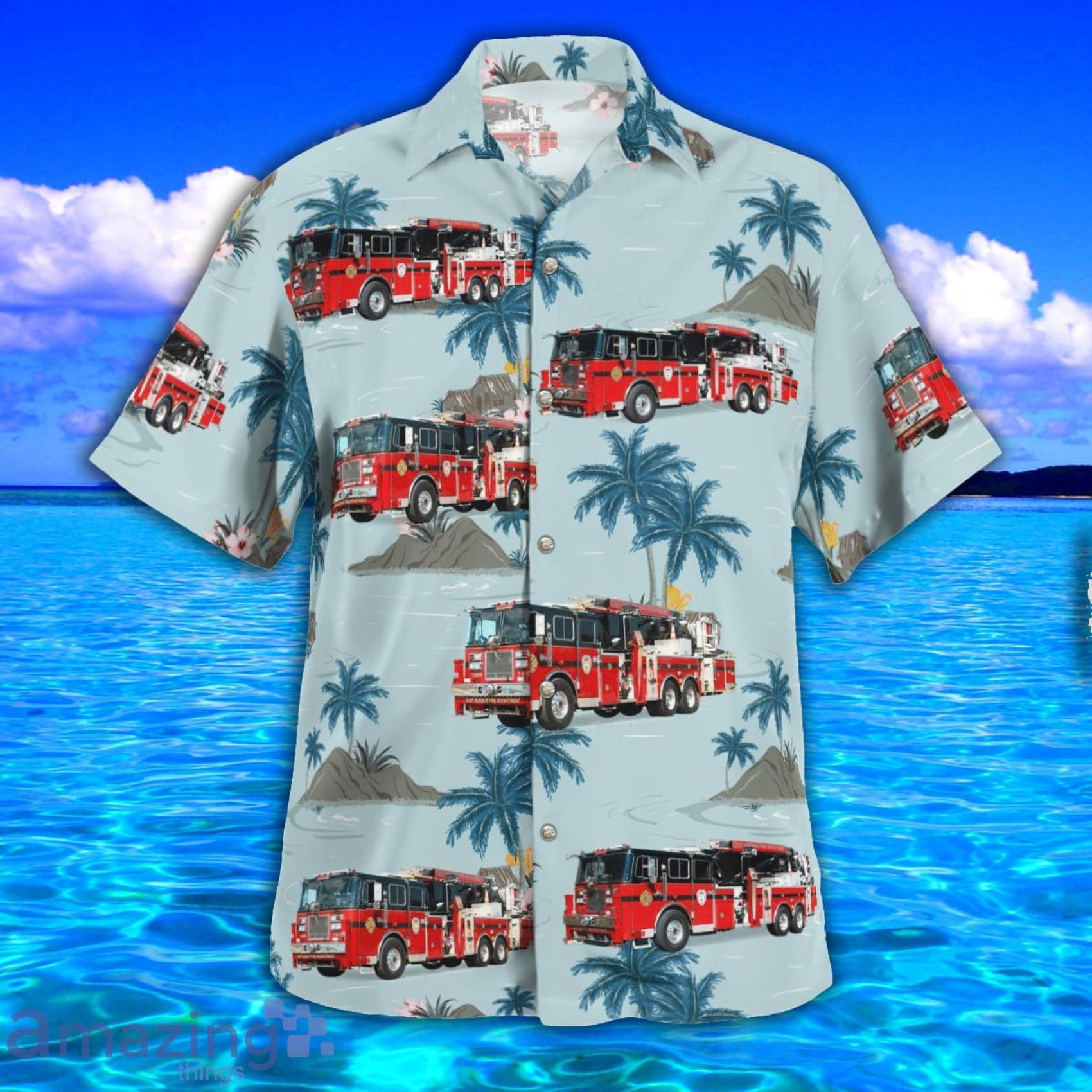 East Quogue, NY Fire Department Tropical Style AOP Short Sleeve Hawaiian Shirt And Beach Short image East Quogue, NY Fire Department Tropical Style AOP Short Sleeve Hawaiian Shirt And Beach Short Product Photo 2