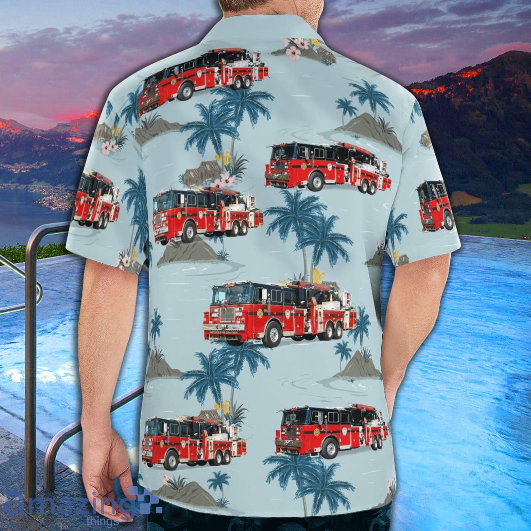 East Quogue, NY Fire Department Tropical Style AOP Short Sleeve Hawaiian Shirt And Beach Short image East Quogue, NY Fire Department Tropical Style AOP Short Sleeve Hawaiian Shirt And Beach Short Product Photo 4