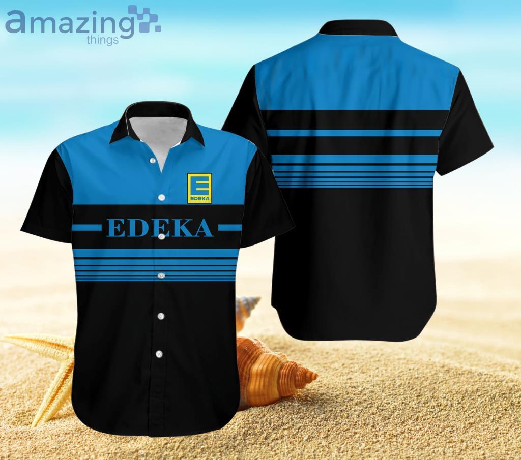 Edeka Blue And Black Hawaiian Shirt For Men And Women Product Photo 1