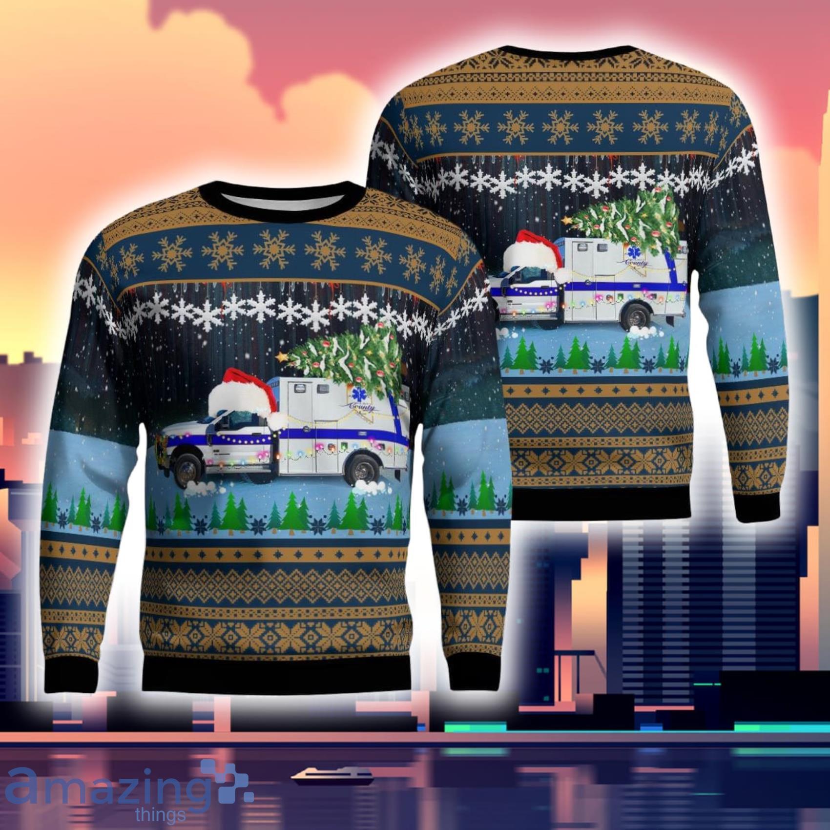 Elko County Ambulance Service Elko Nevada Christmas Aop Ulgy Sweater Product Photo 1